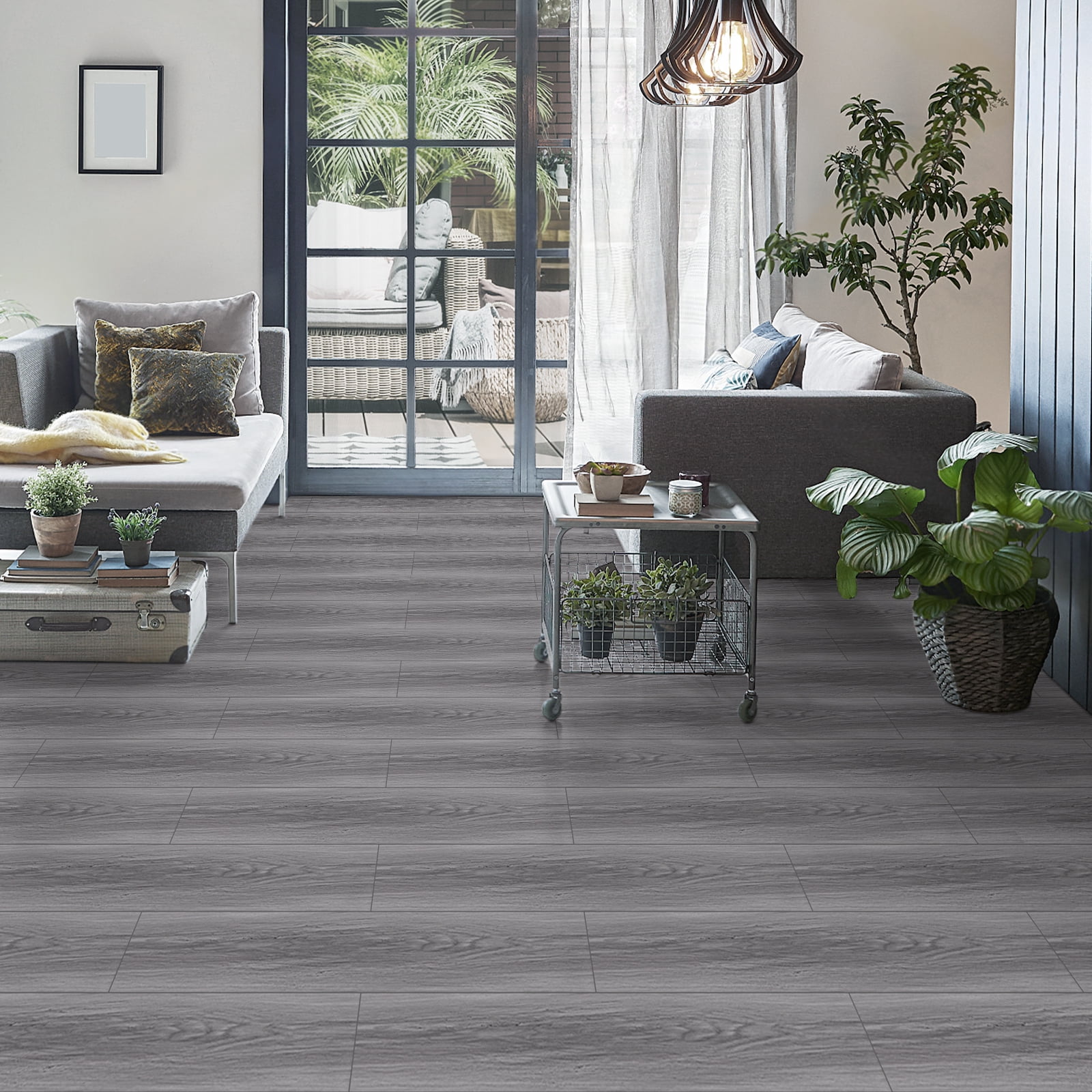 UMIGGEE Peel and Stick Vinyl Flooring Wood Look Tiles (Grey, 10 Pieces/Pack, 36 in x 6 in) 0rg86