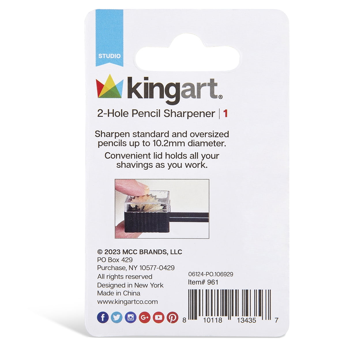 KINGART 2-Hole Pencil Sharpener, Manual Sharpener for Graphite and Colored Pencils (Black, 2-Hole) 4yvzi