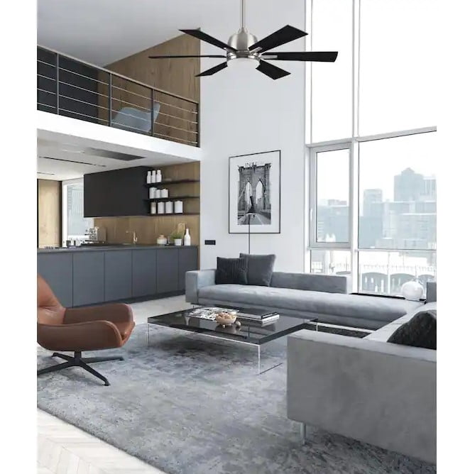 Harbor Breeze Bradbury LED Indoor Ceiling Fan with Light Kit (Brushed Nickel, 48 in) siygz