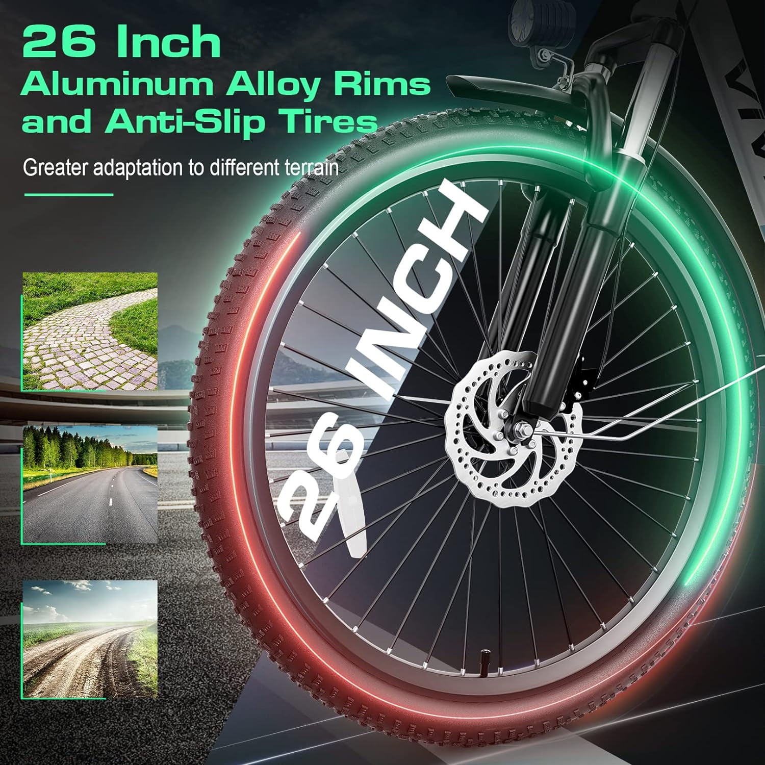 VIVI 26 in Electric Bike for Adults, 500W Commuter Cruiser with 48V Removable Battery, UL2849 Certified (Silver, 26 in) 0obm3