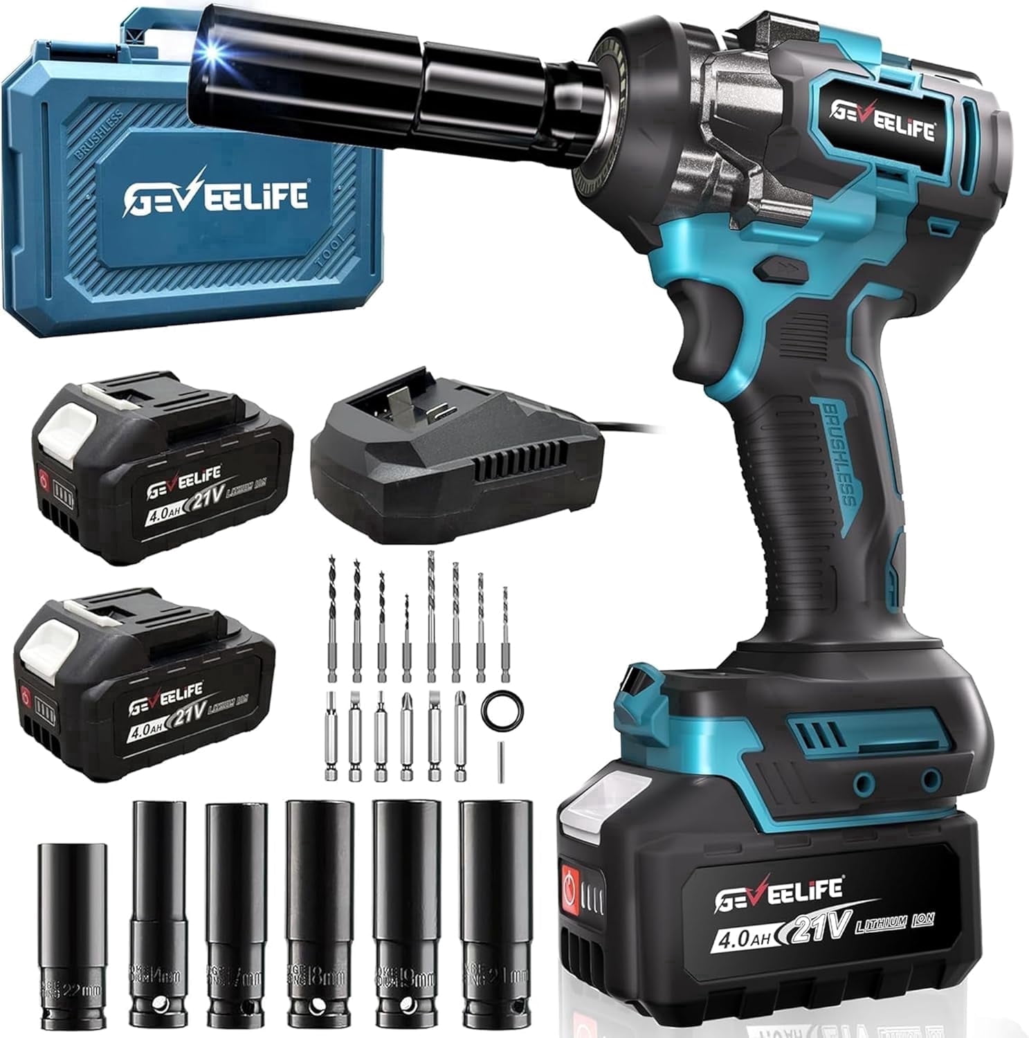 GEVEELIFE Cordless Impact Wrench 1/2 Inch Brushless Power Tool Set with 2 Batteries (480 ft-lbs, 3300 RPM) 46n8f