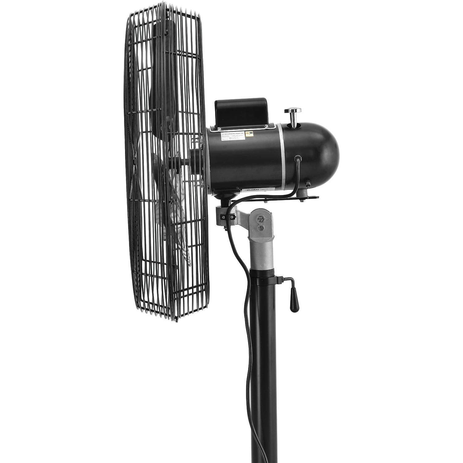 Continental Dynamics 24 in Oscillating Pedestal Fan, Industrial Grade High-Velocity Air Circulator (Black, 24 in) v2uks