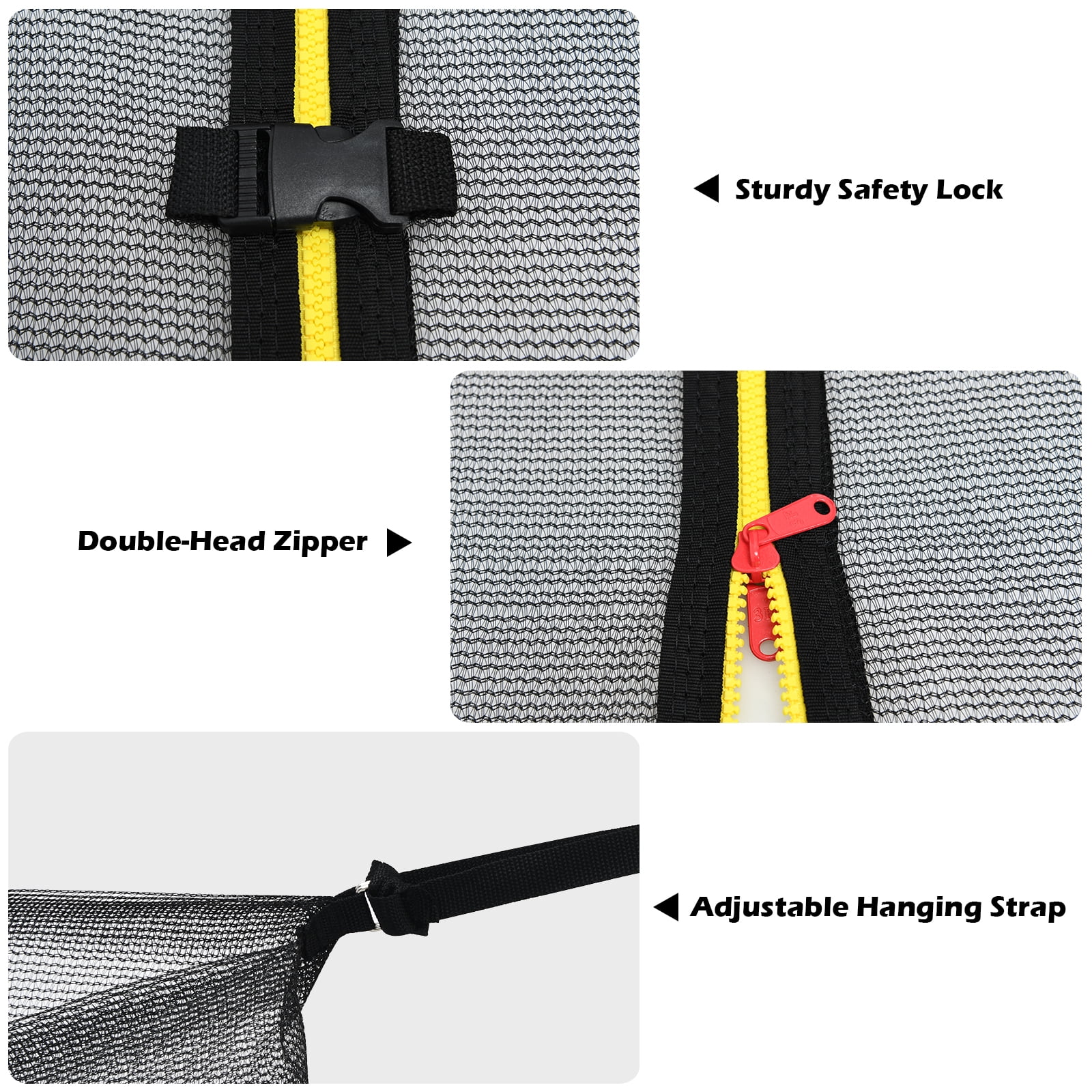 Costway 15ft Trampoline Replacement Safety Enclosure Net (Black, 6ft Height) ebsa7