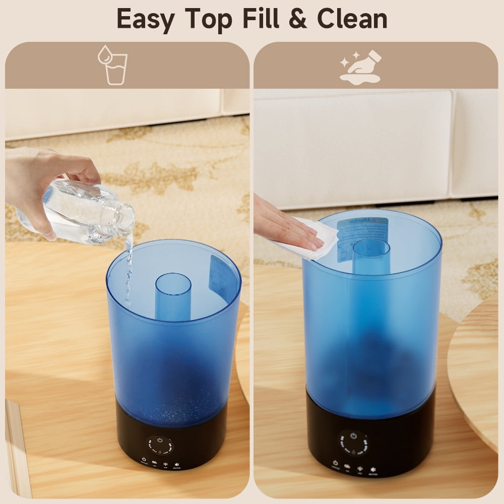 MotorGenic Cool Mist Humidifier for Bedroom and Nursery, Quiet Ultrasonic Air Humidifier with 360° Nozzle and LED Night Light (White, 0.85 gal) 5ztuq