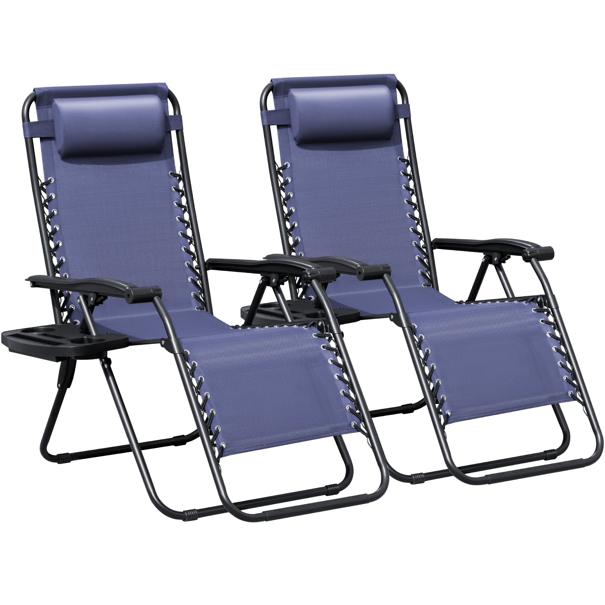 LACOO Zero Gravity Reclining Patio Chair Set with Adjustable Pillow (Blue, 2 Pack) darl1