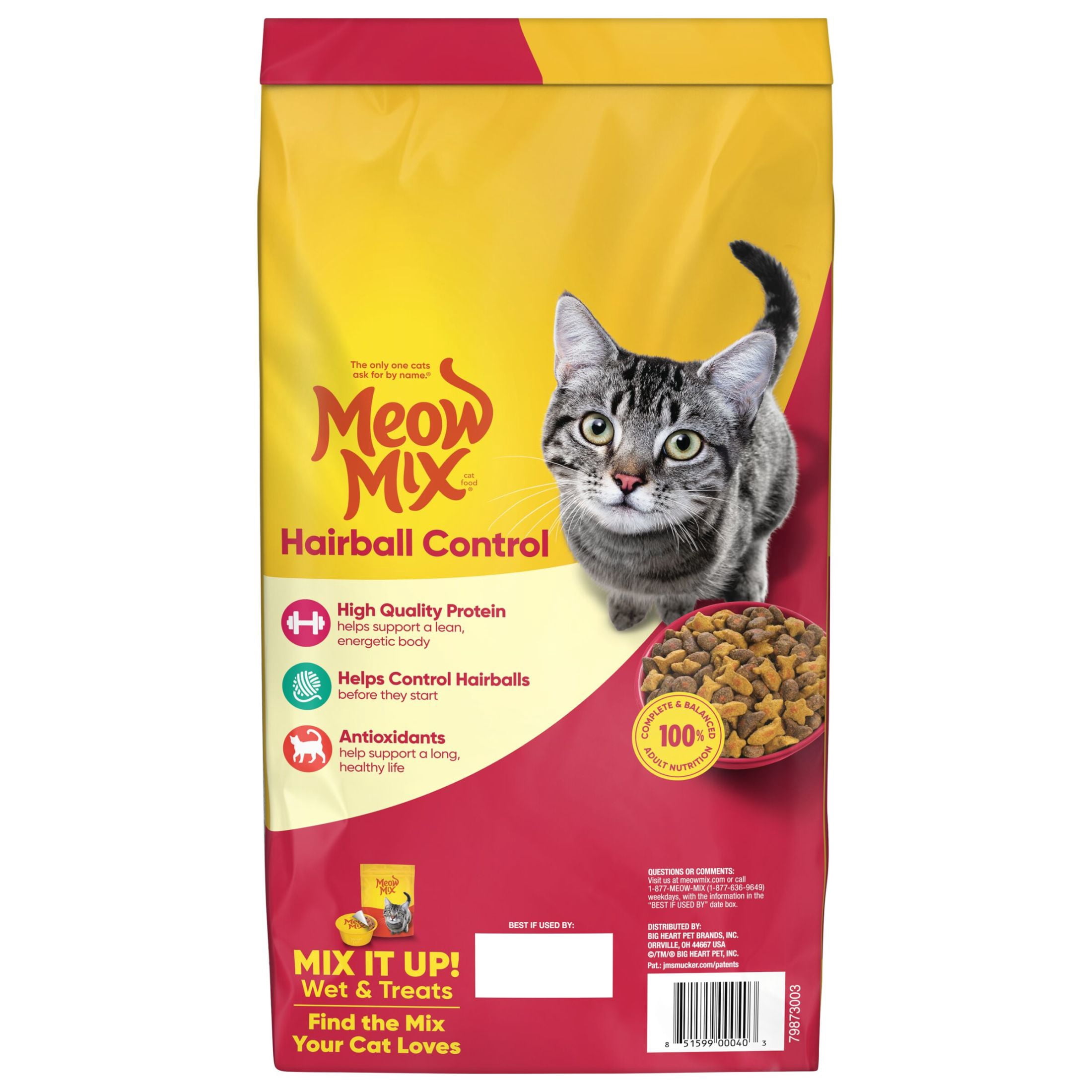 Meow Mix Hairball Control Dry Cat Food for Adult Cats (Chicken, Turkey, Salmon, Ocean Fish, 6.3 lb) vq7wf