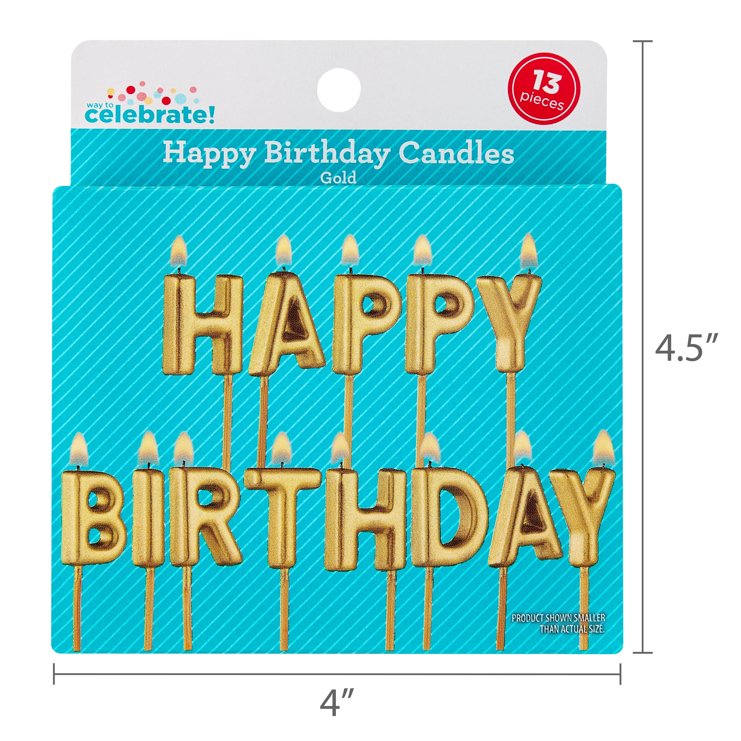 Way To Celebrate Happy Birthday Letter Candle Set (Gold, 13 Pieces) 5c8t1
