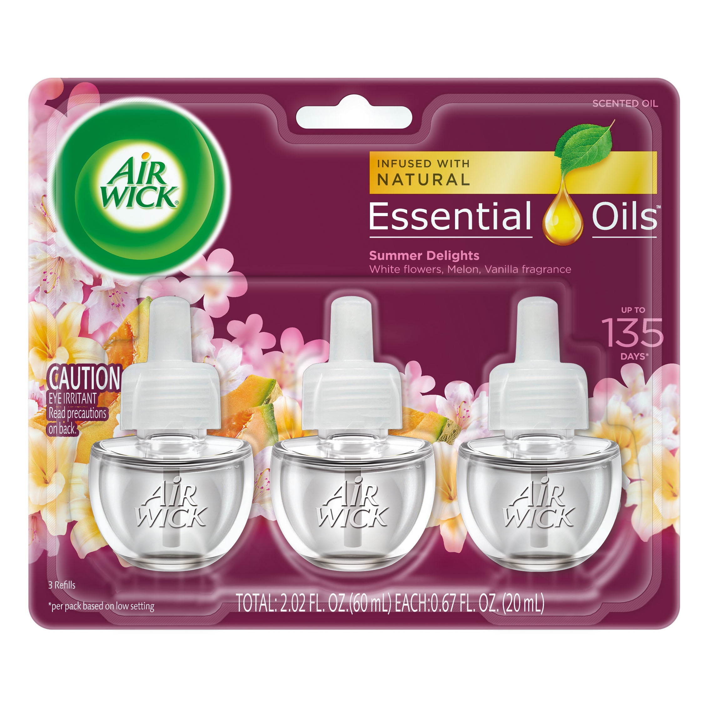 Air Wick Scented Oil Refill, Summer Delights Fragrance, Long-Lasting Home Air Freshener (3 Ct) h7een
