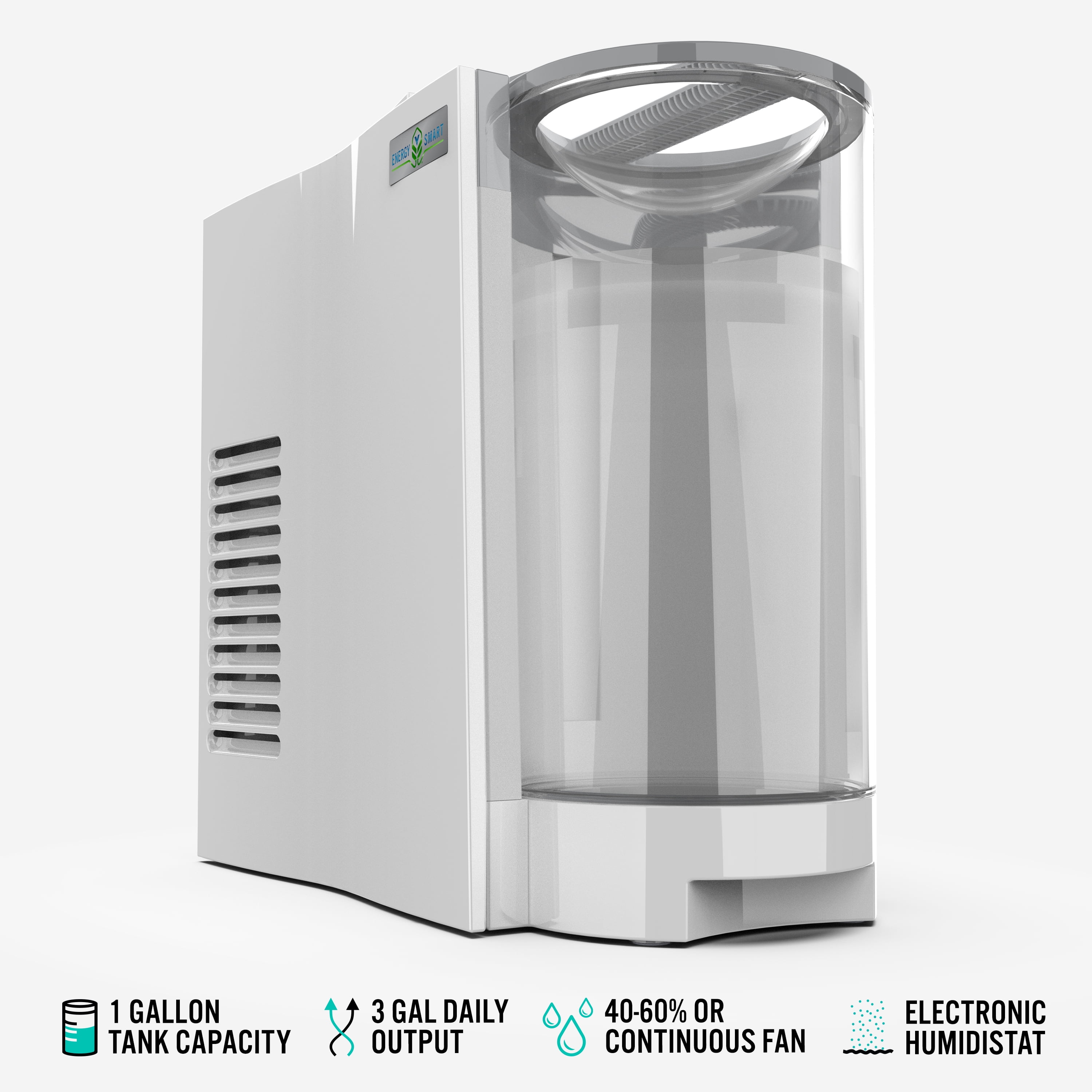 Vornado EVDC300 Energy Smart Evaporative Humidifier, Whole Room Air Moisturizer with Auto Humidity Control (White, 1 Gallon) g5rno