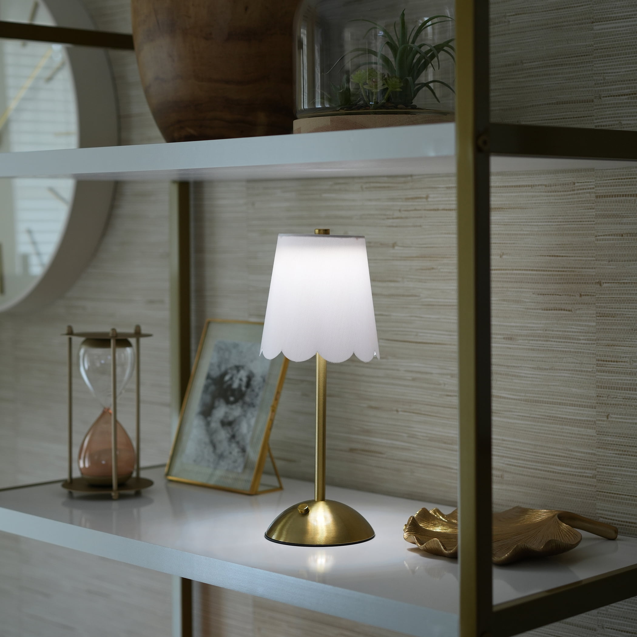 Home Decor Collection Cordless Rechargeable LED Table Lamp with Dimmable 3-Light Settings (Brass, 11.9 in) 6086e