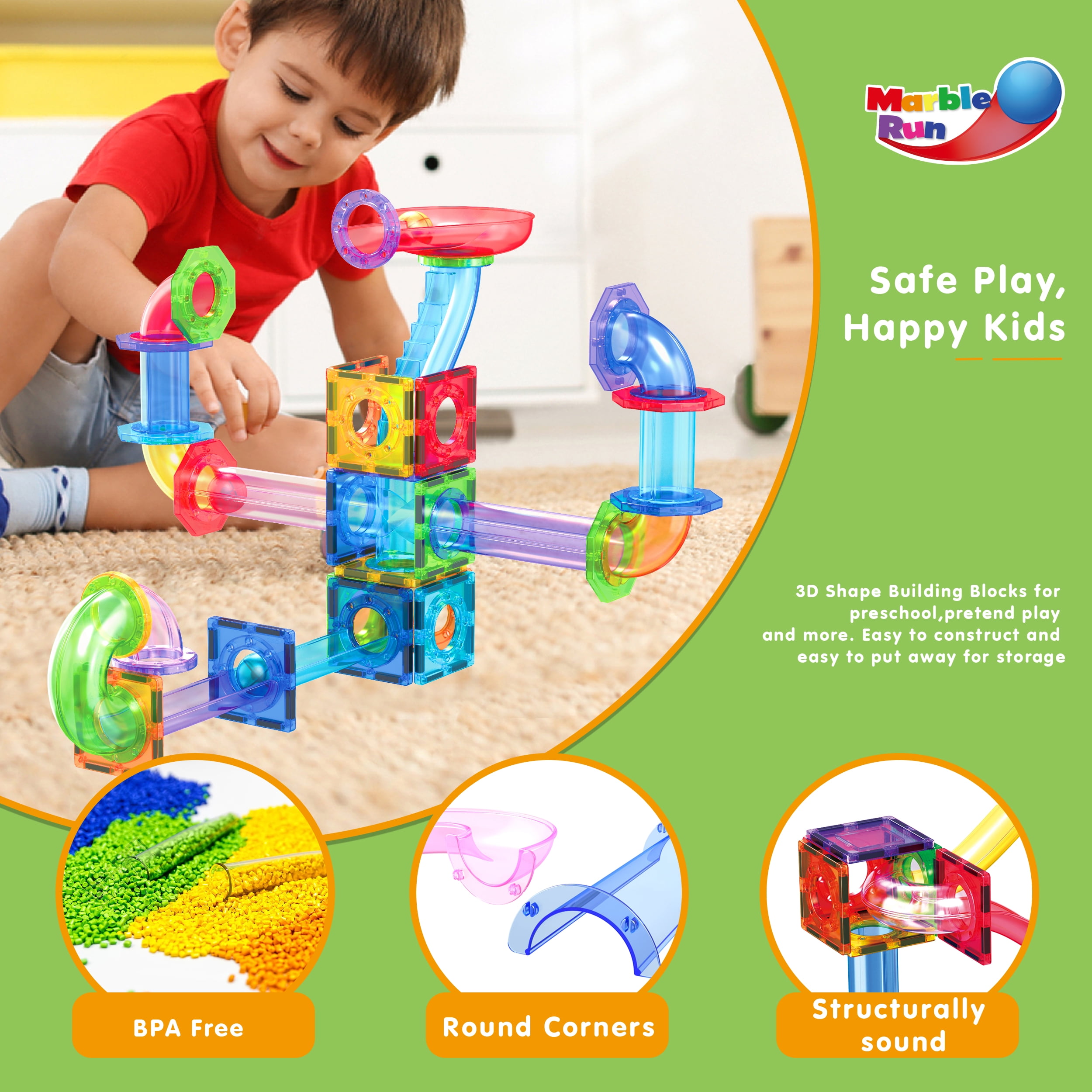 PicassoTiles Magnetic Marble Run Construction Set (62 Pieces) m6w5z