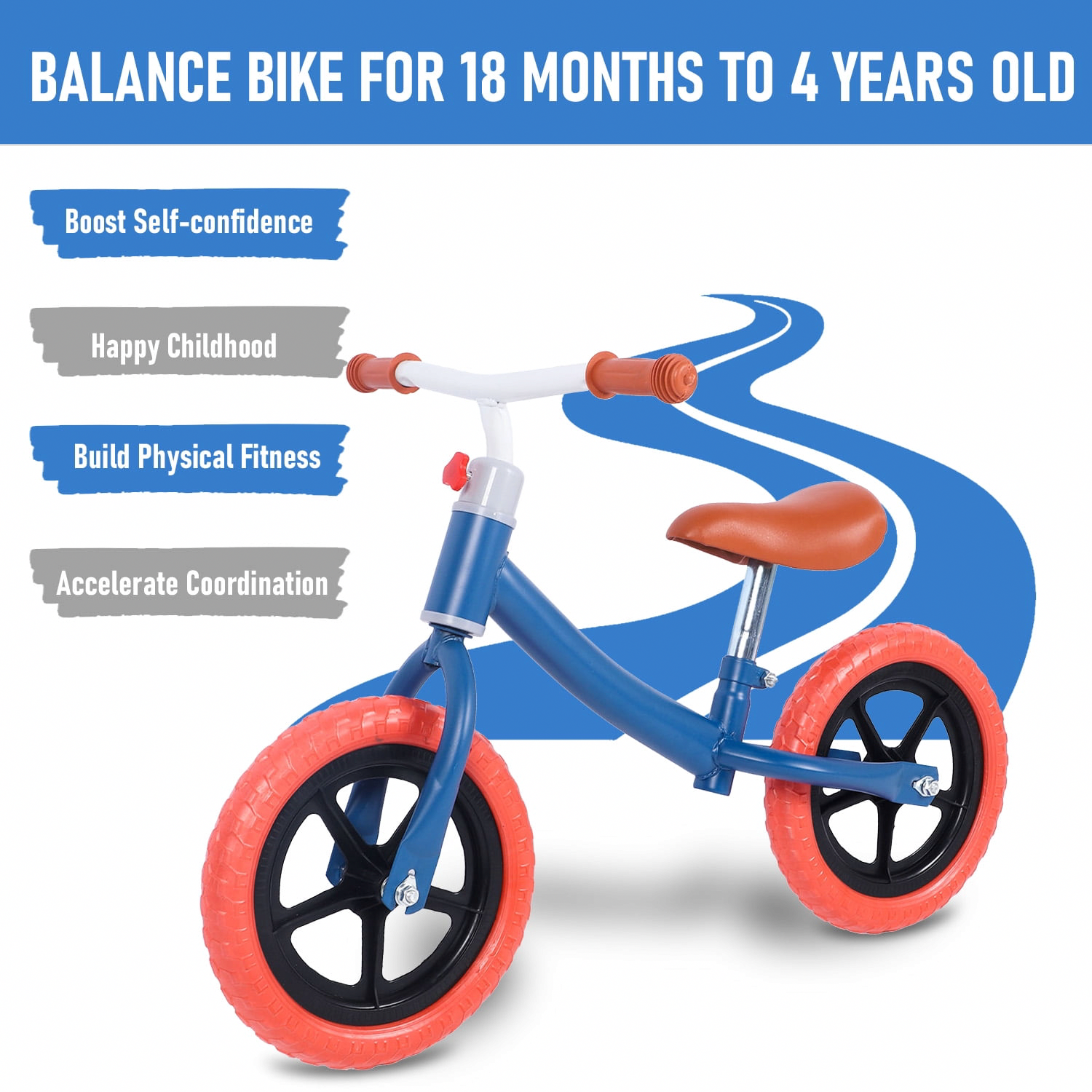 Eotvia Kids Balance Bike, Lightweight Carbon Steel Toddler Bicycle with Adjustable Seat (10 in) ruav5