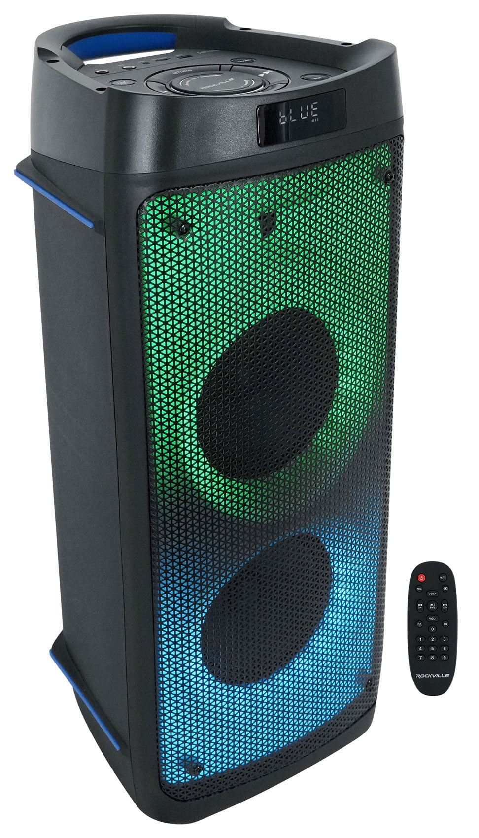 Rockville BASS PARTY 65 Portable Bluetooth Speaker with LED Lights and Mic Input (Black, 1200W) u7asp