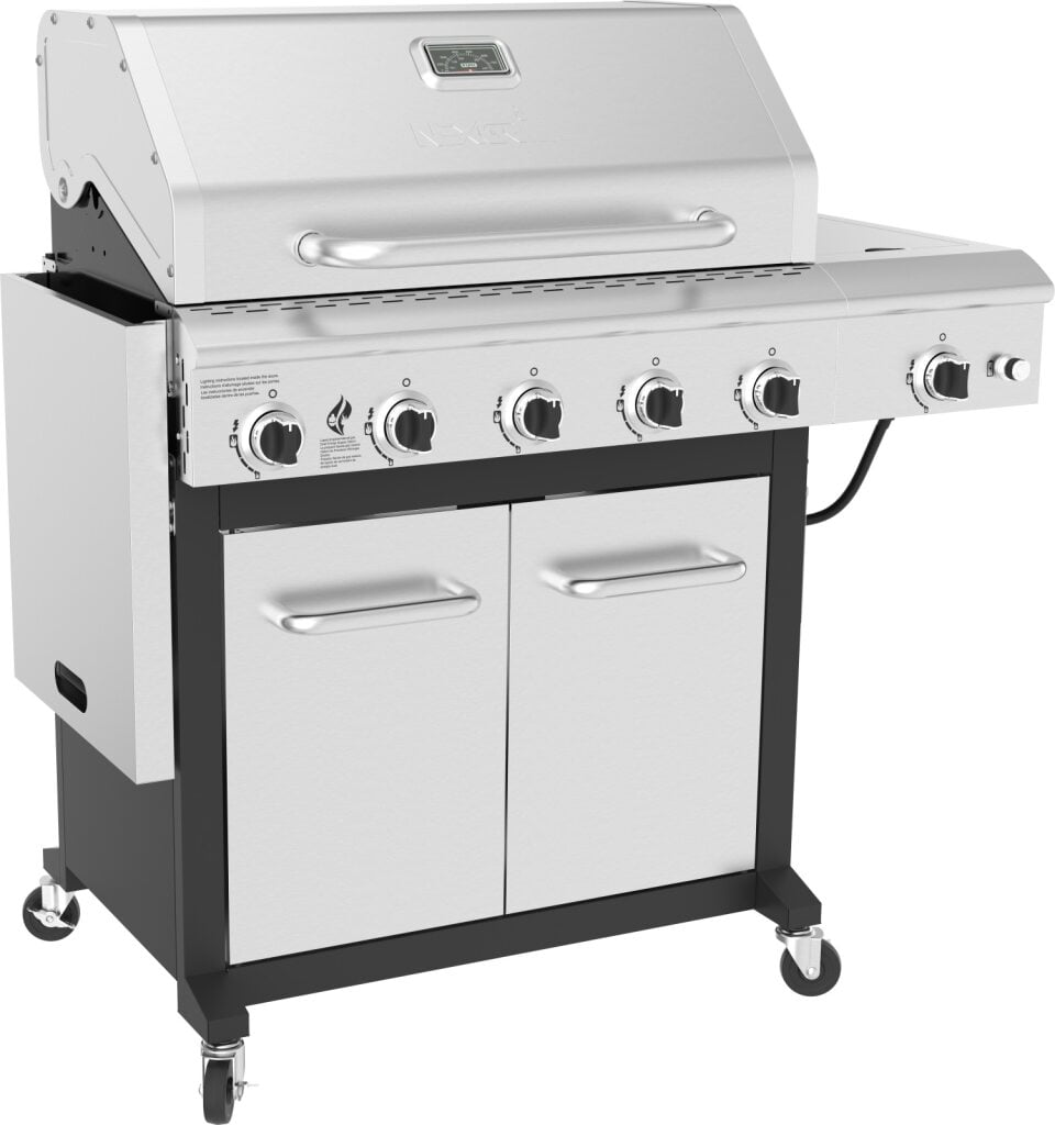 Nexgrill Deluxe 5-Burner Propane Gas Grill with Side Burner and Foldable Table (Silver, 771 sq in) bz3sw