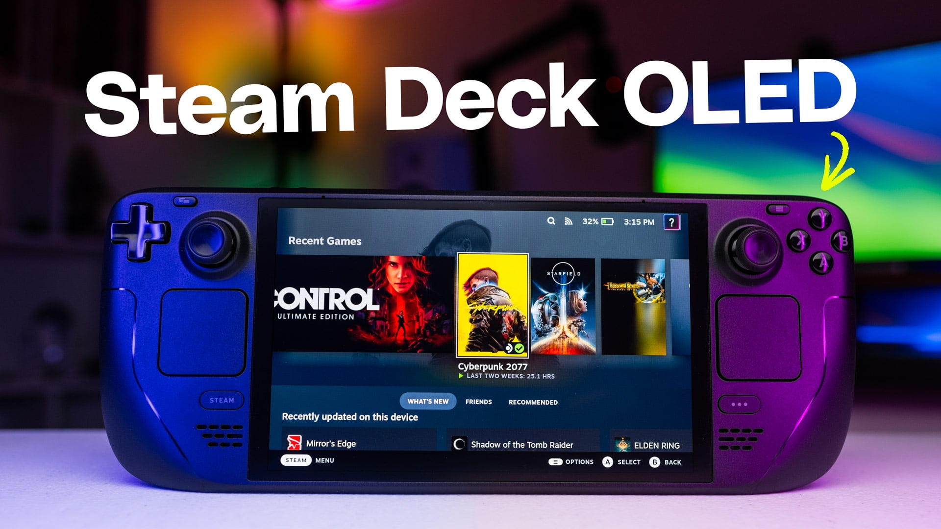 Valve Steam Deck Handheld Gaming Console (2TB SSD, 16GB RAM, OLED Display, Accessory Bundle) 2x8n3