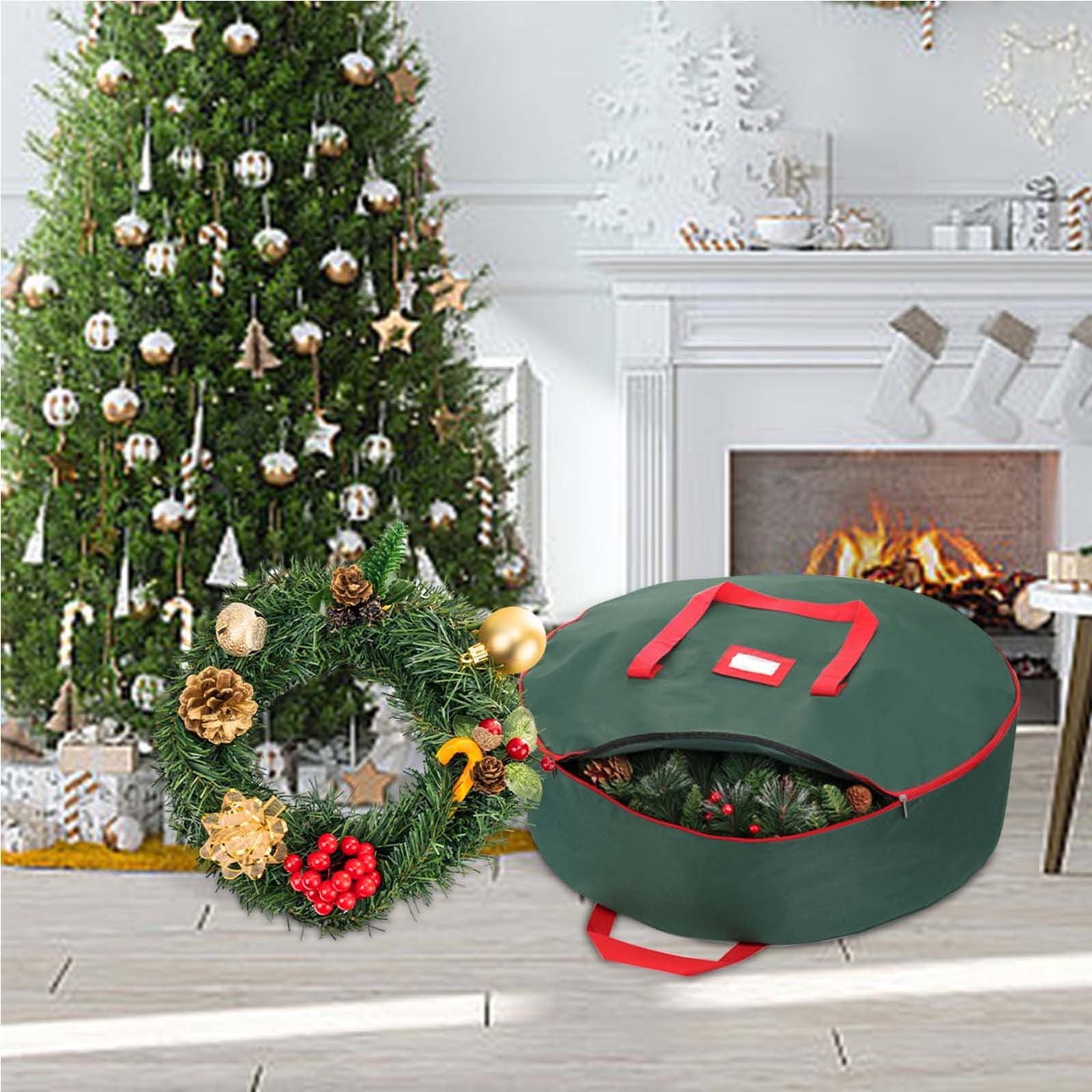 Aihimol Heavy Duty Wreath Storage Bag, Waterproof Christmas Wreath Holder for Seasonal Organization (Green, 29 in) 9kuj2