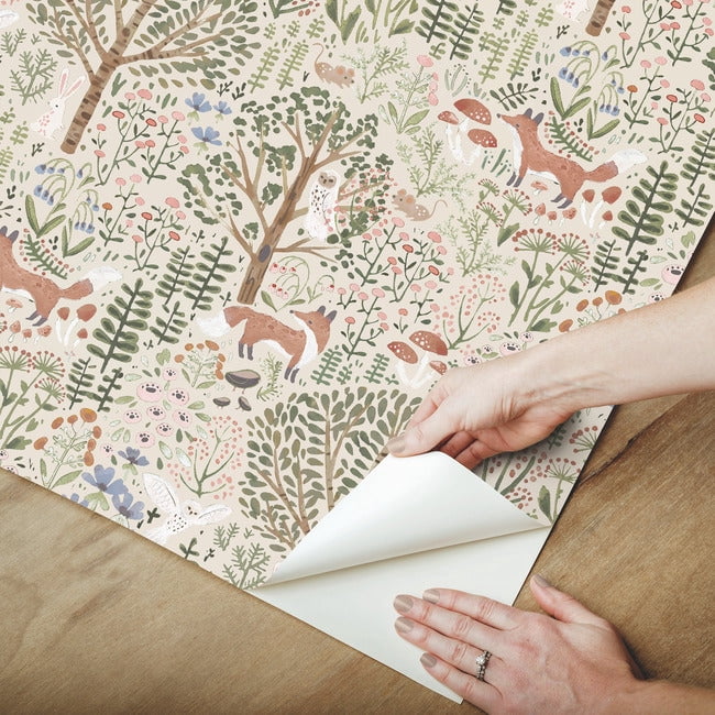 RoomMates Clara Jean Folklore Forest Peel & Stick Wallpaper (Brown, 17 in x 16.5 ft) qyeto