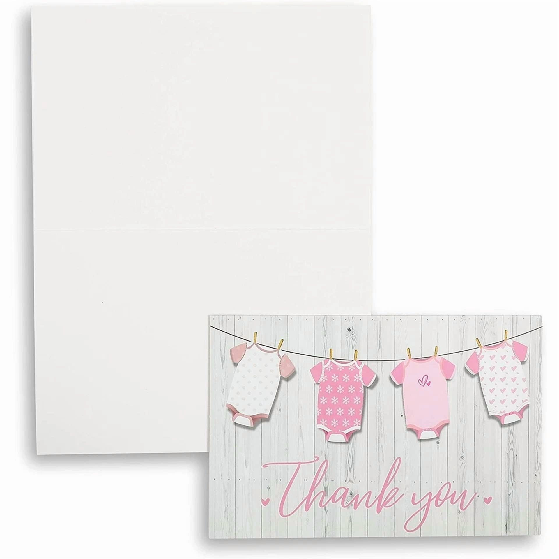 YANI Baby Shower Thank You Cards Set with Envelopes and Stickers (60-Pack, 6 in x 4 in) js9wy