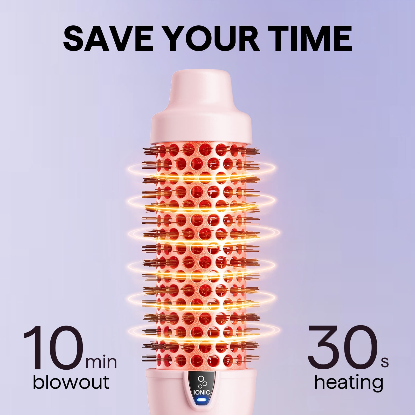 Wavytalk Thermal Round Brush, Negative Ion Heated Hair Styler for Blowout Look (Pink, 1.5 in) 28ry8