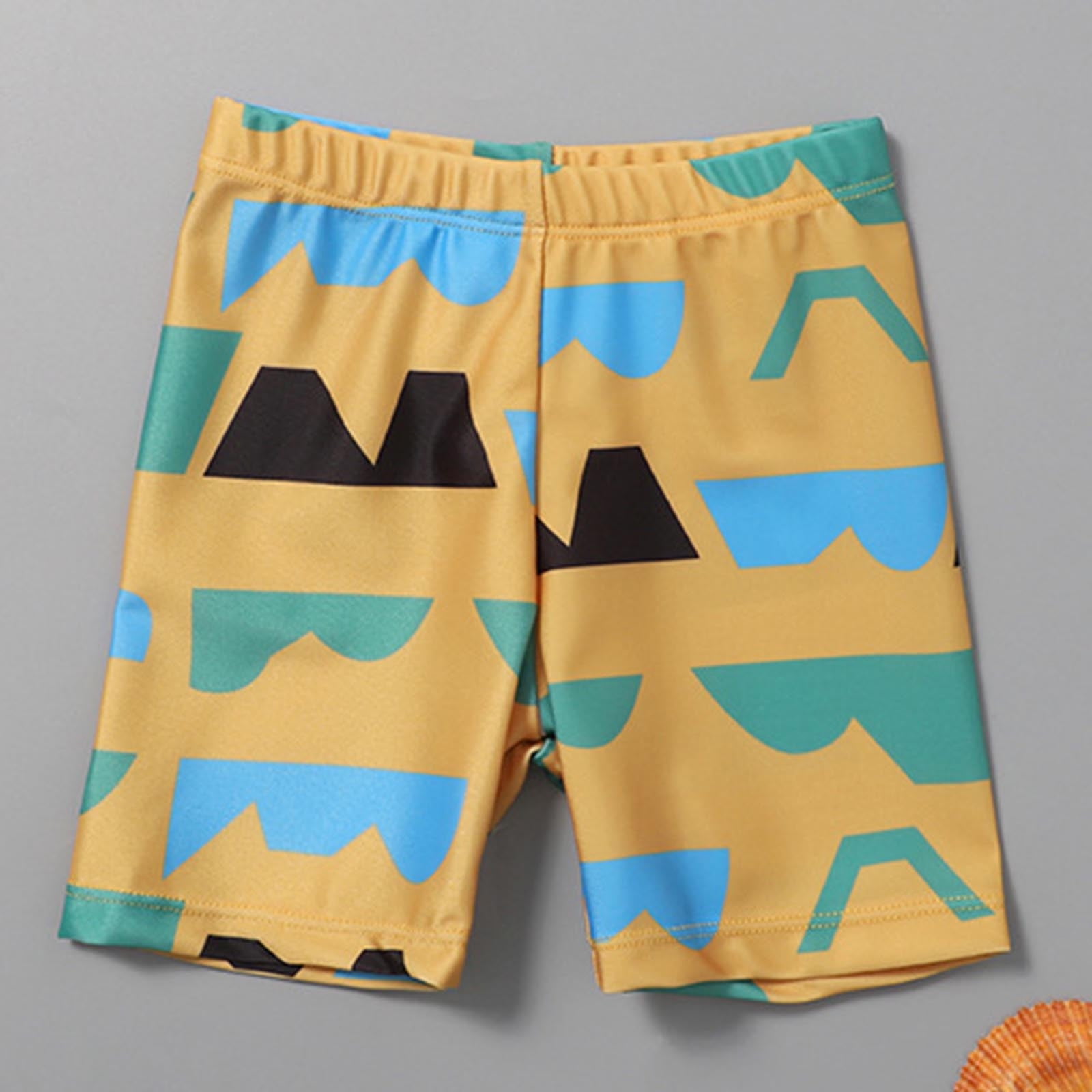 Lvshlu Boys 3-Piece Swimsuit Set Short Sleeve Rash Guard with Swim Shorts (Blue, Size 1-8) kk8qs