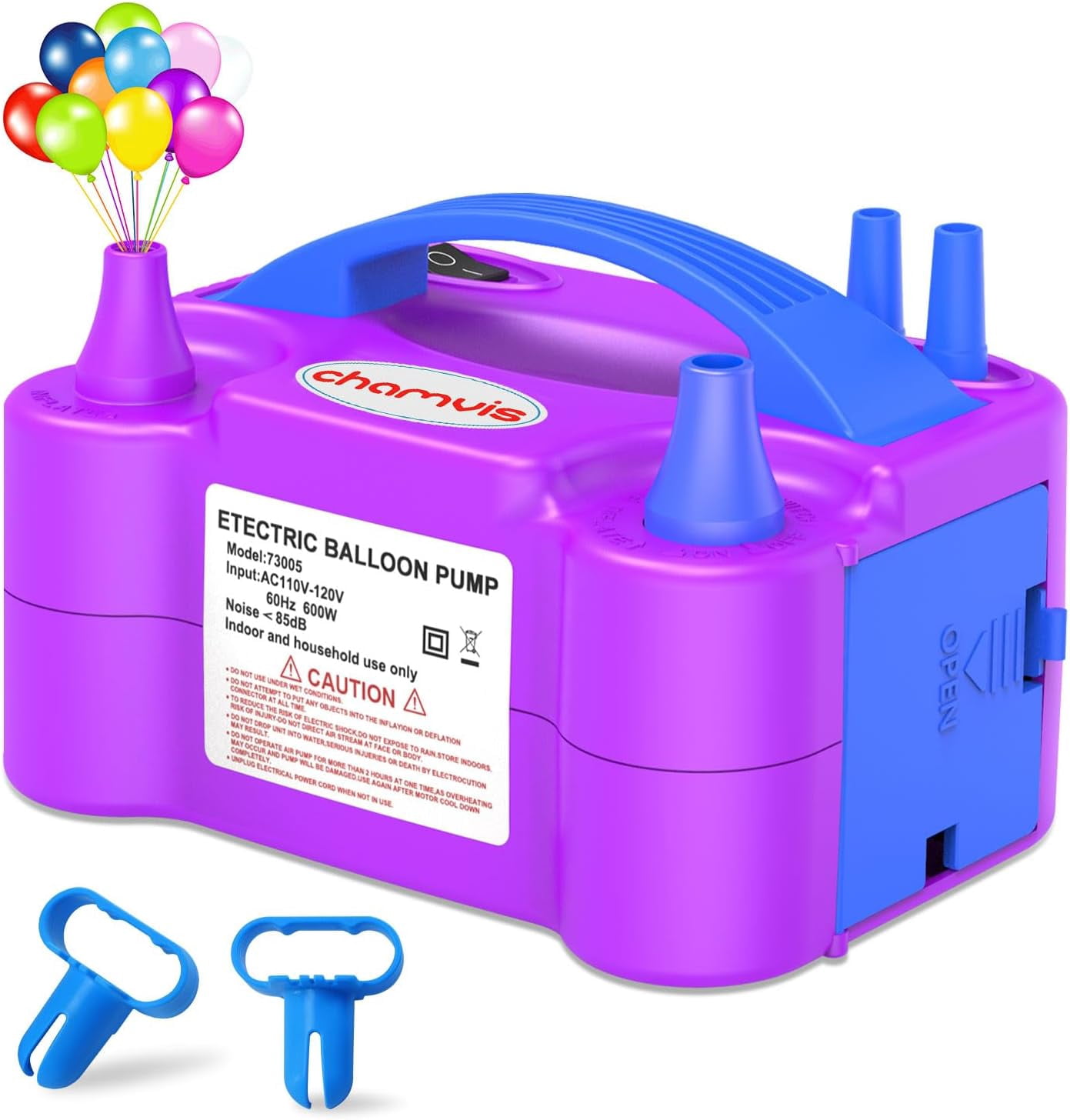 Chamvis Electric Balloon Pump, Portable Dual-Nozzle Air Blower for Party Decorations (6.7 in x 4.3 in x 4 in) no96y