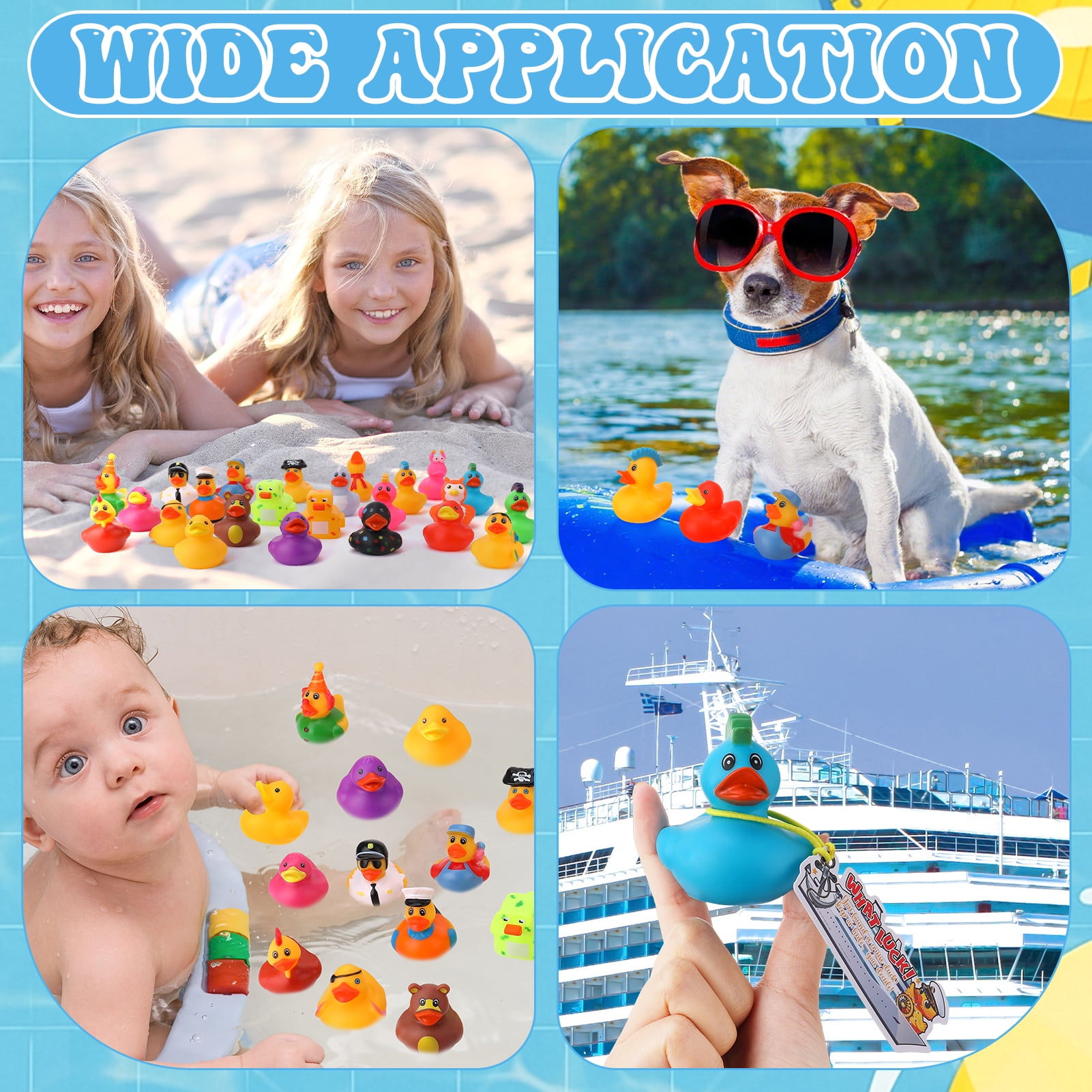 sixwipe Rubber Duck Bath Toy Set for Cruise and Jeep Games (72 Piece Set, 2 in) kd5yh