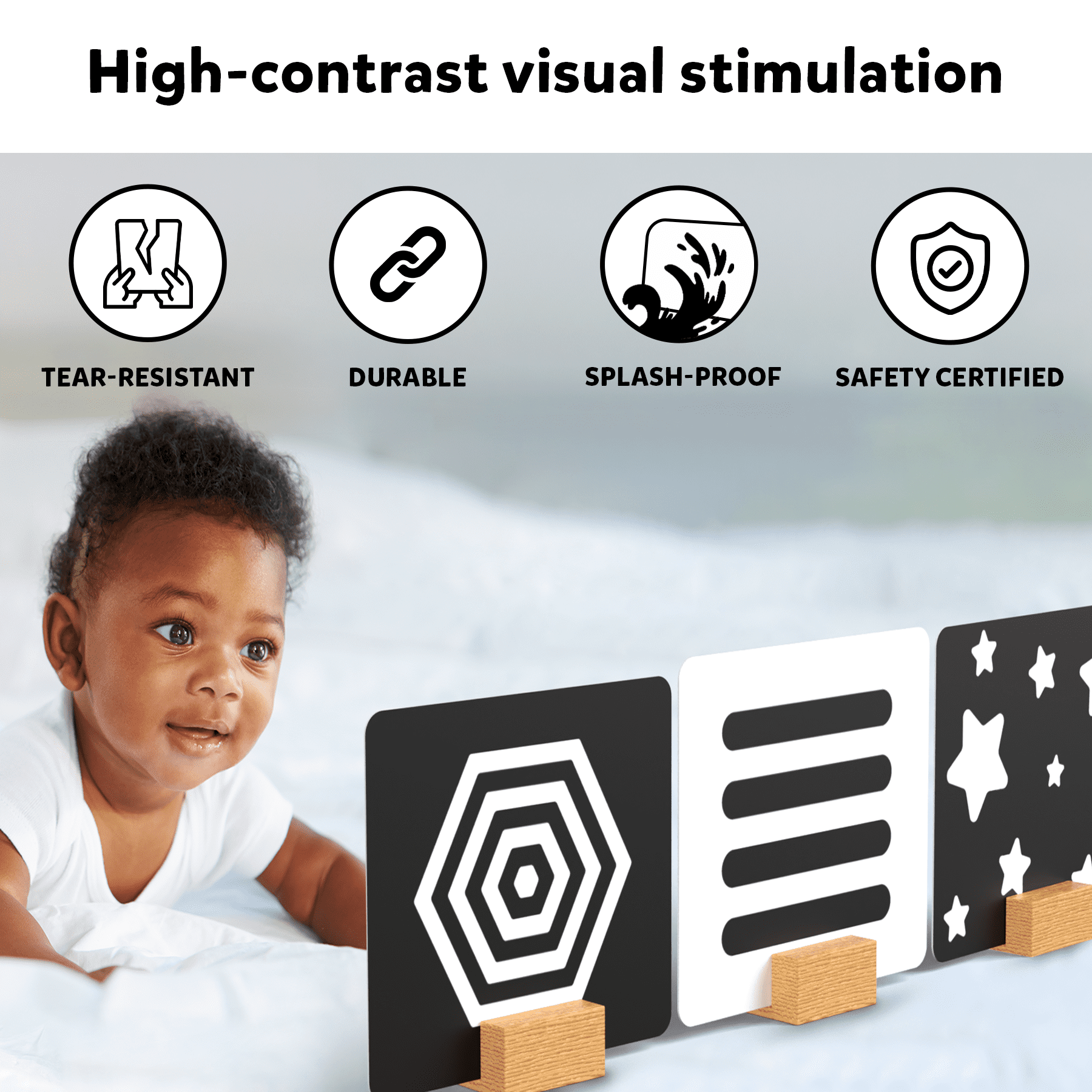 Skillmatics High Contrast Visual Stimulation Flash Cards for Infants (Black and White, 5.1 in x 5.9 in) k6v36