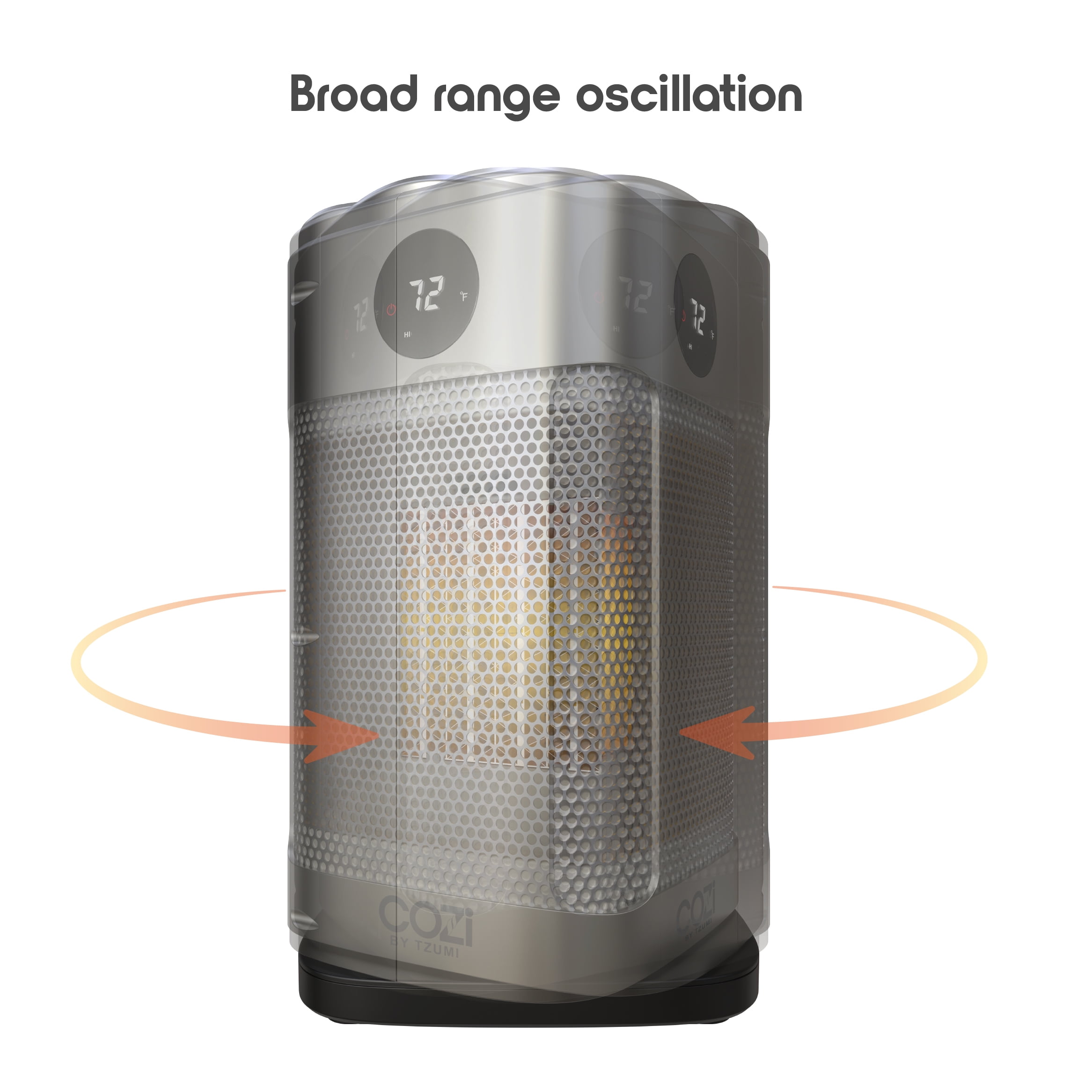 Tzumi Cozi Oscillating Ceramic Desktop Space Heater with LED Display and Remote Control (Silver, 10.9 in) diumg