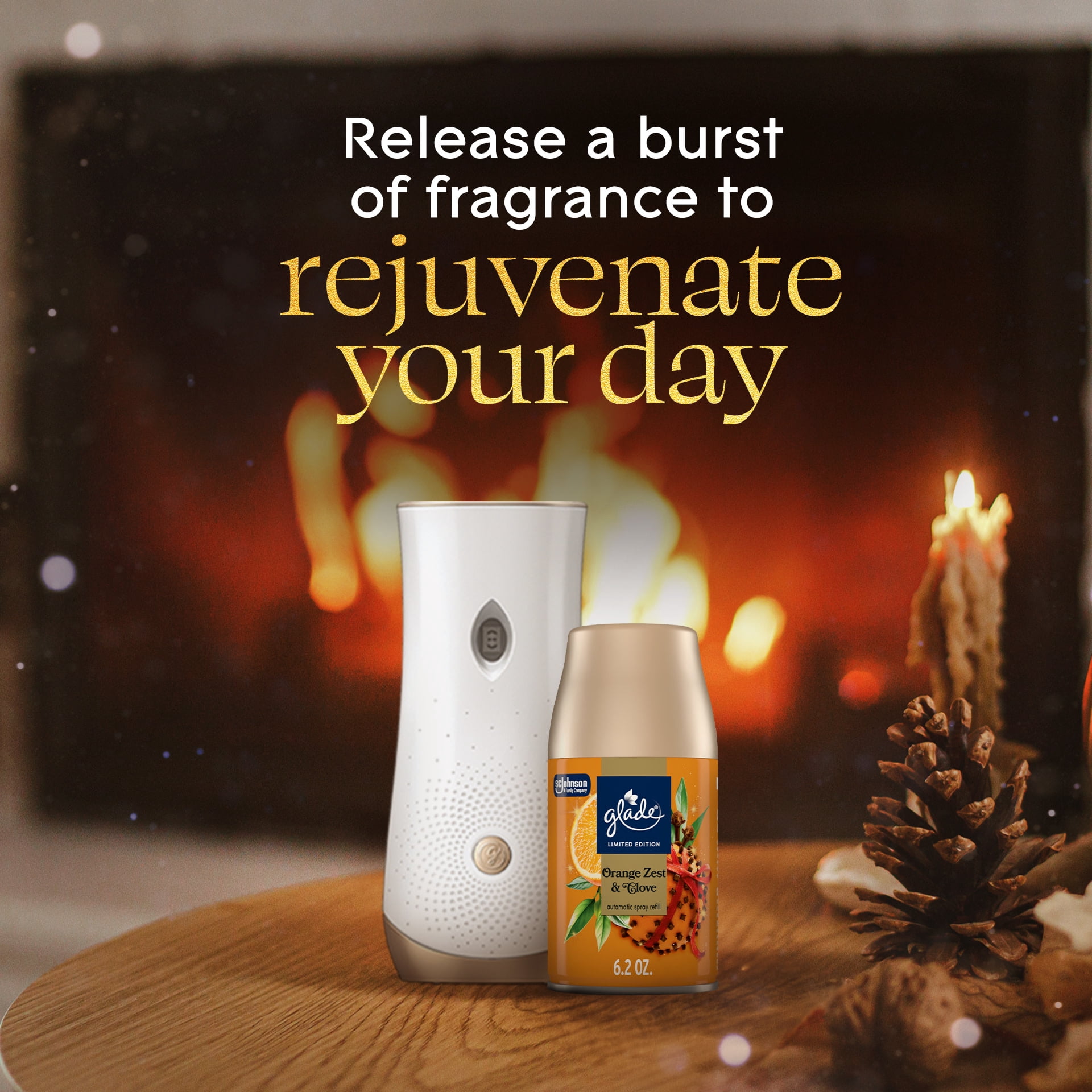 Glade Automatic Spray Air Freshener Refill, Orange Zest & Clove Scent, Long-Lasting Fragrance (Orange, 12.4 oz, 2 Pack) gmezr