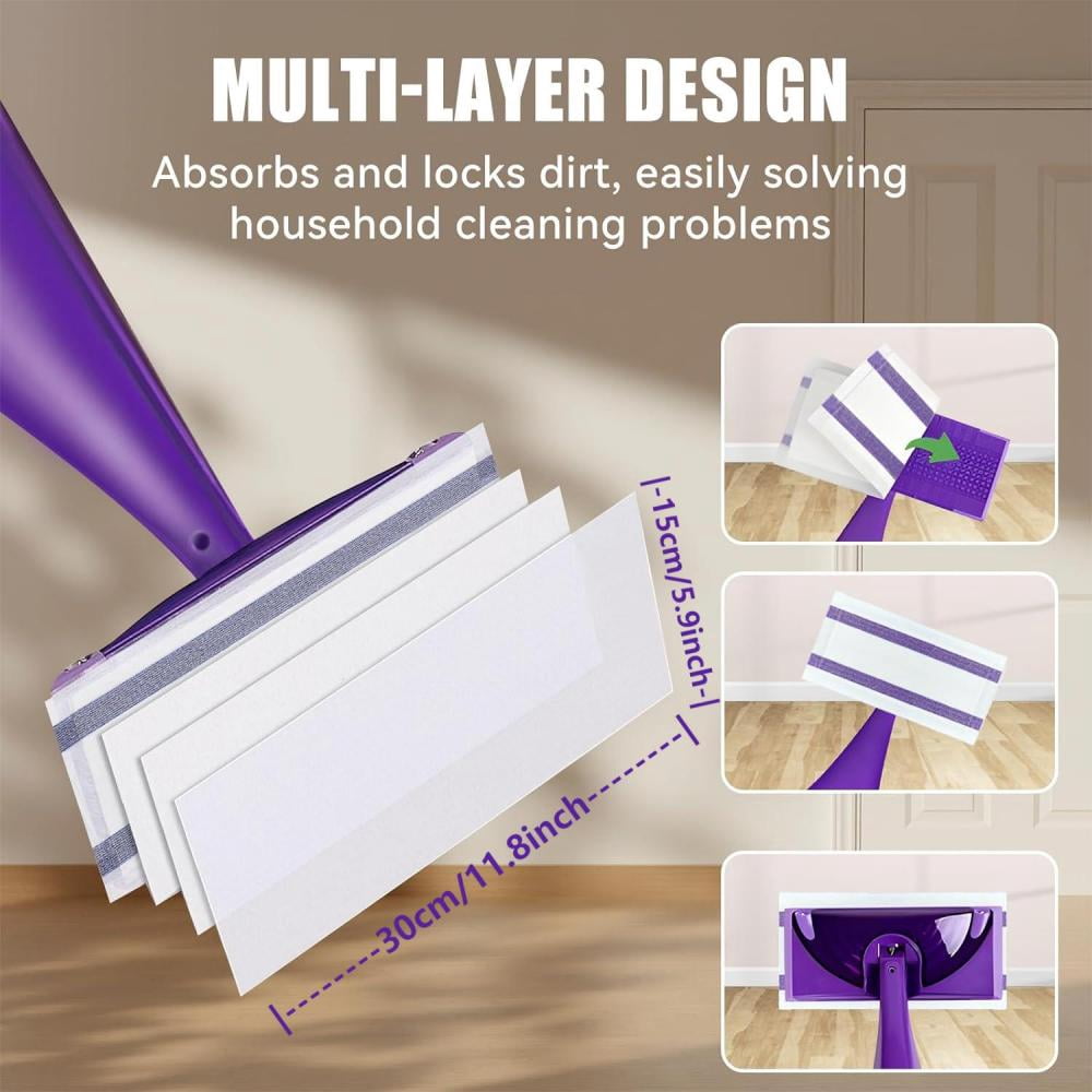 ZQZiQi Disposable Mopping Pad Refills for Spray Mops, Multi-Surface Absorbent Microfiber Cleaning Pads (White, 20-Count) cs47d