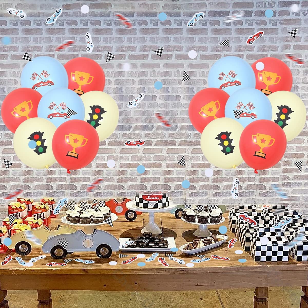 Joymemo Racing Car Balloons Set, Vintage Race Car Birthday Party Decorations (Red, 36 Pack, 12 in) oqhbx
