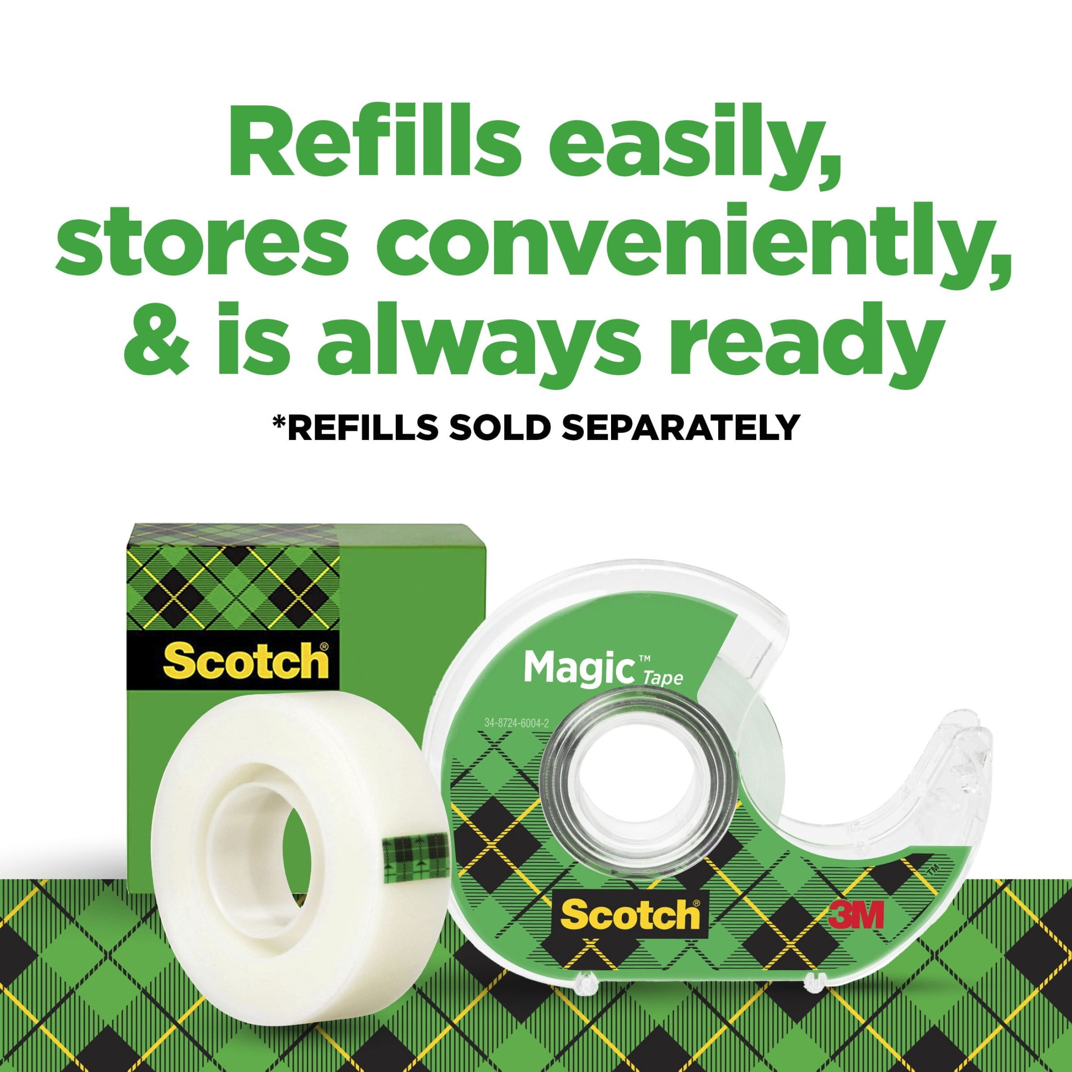 Scotch Magic Tape with Dispensers, Invisible Matte Finish, Permanent Adhesive (Clear, 0.75 in. x 650 in., 6 Pack) ezo4j
