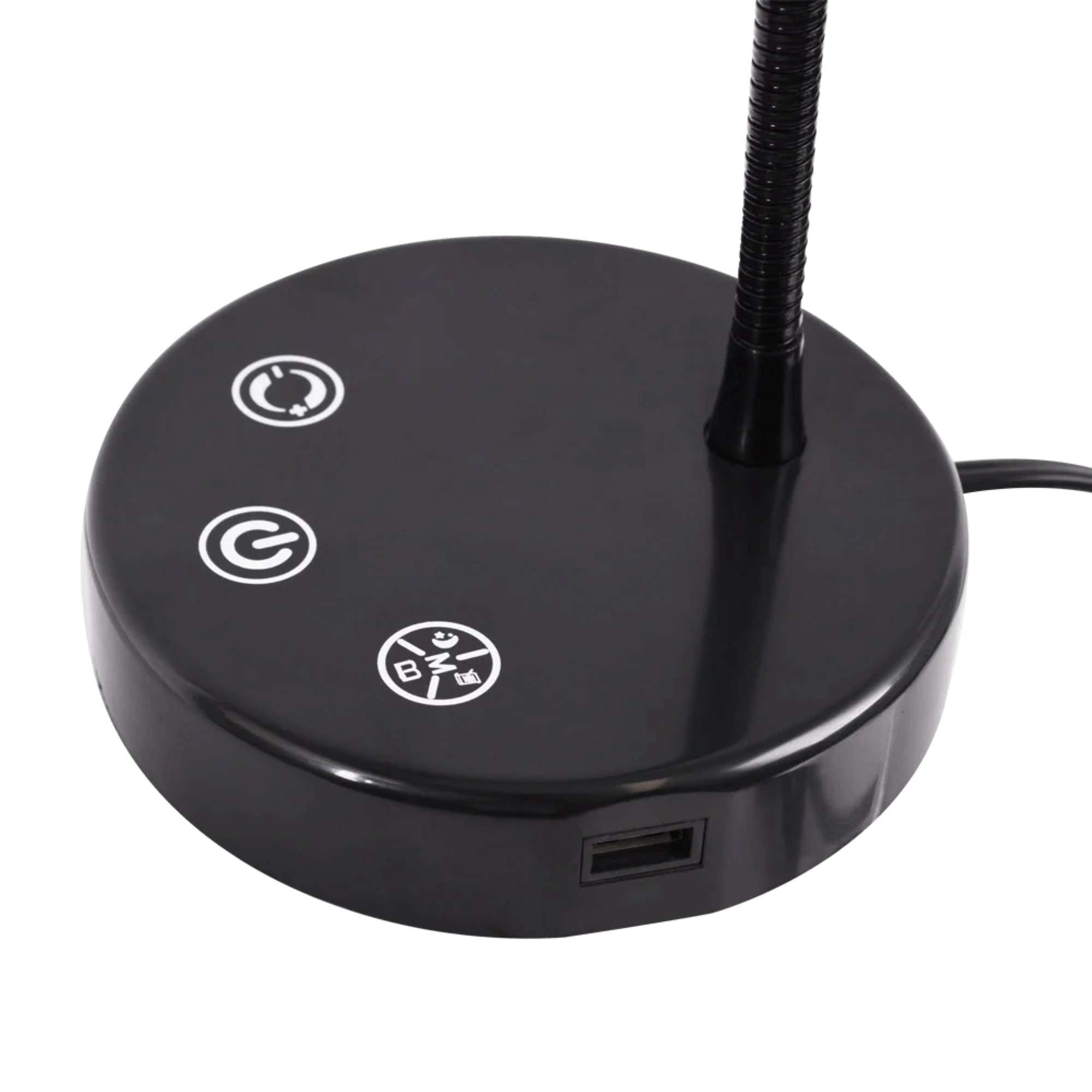 Mainstays LED Desk Lamp, Dimmable Touch Control Table Light with USB Charging Port (Black, 14.3 in) y58da
