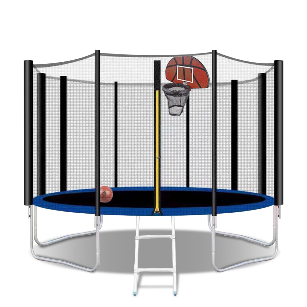 Segmart 12 ft Outdoor Trampoline with Basketball Hoop, Ladder, and Safety Enclosure Net (Blue, 12 ft) nx8ip