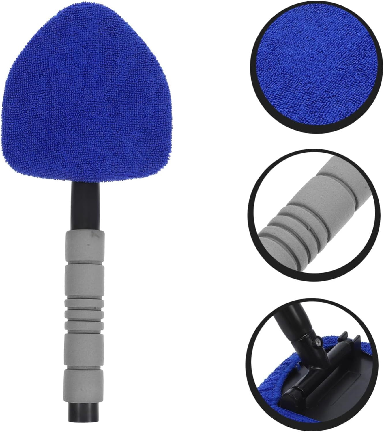 STORGENER Windshield Cleaning Tool with Extendable Handle and 4 Microfiber Pads (Blue, 1 Pack) l06uv