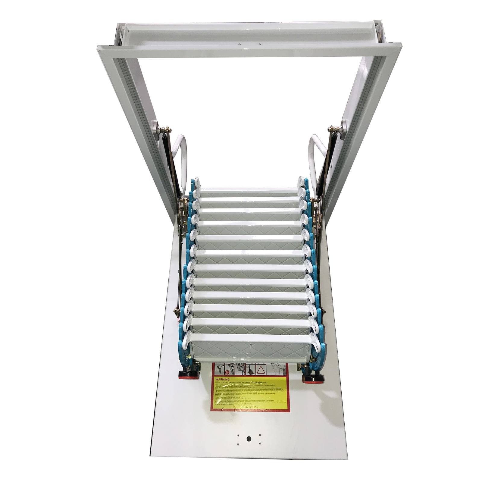 Banfluxion Attic Pull Down Ceiling Ladder, Heavy-Duty Folding Loft Stairs with 12 Steps (Blue, 9.84 ft) nb02c