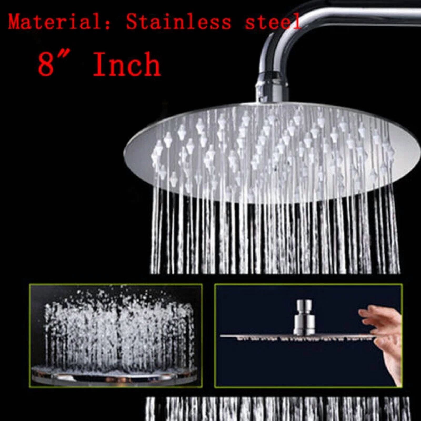 KLYNE 8 in Round Rainfall Shower Head High-Pressure Bathroom Rain Sprayer (Silver, 8 in) c4kvk
