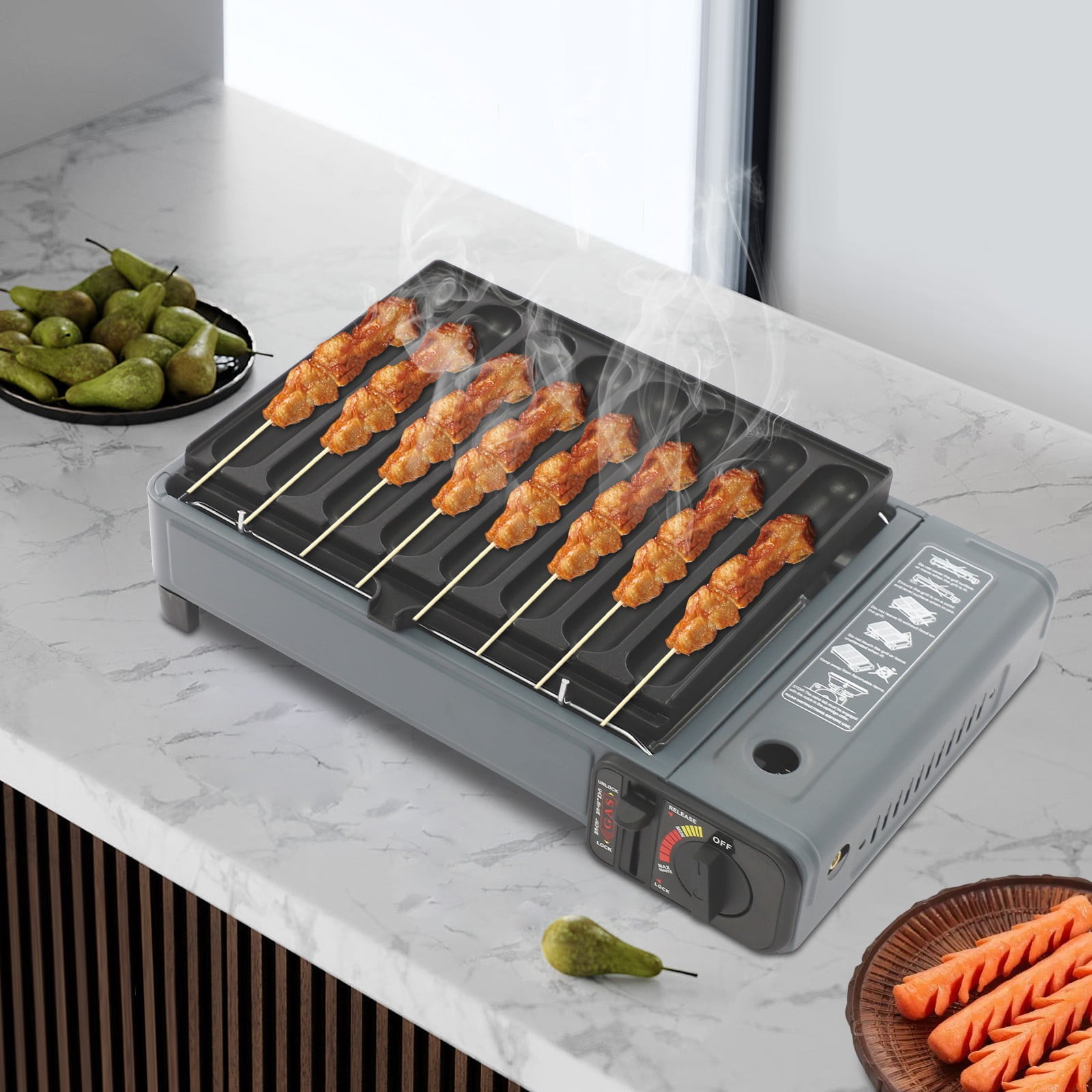 Generic Portable Butane Stove Tabletop BBQ Grill (Black, 7.5 lb) mrj8c