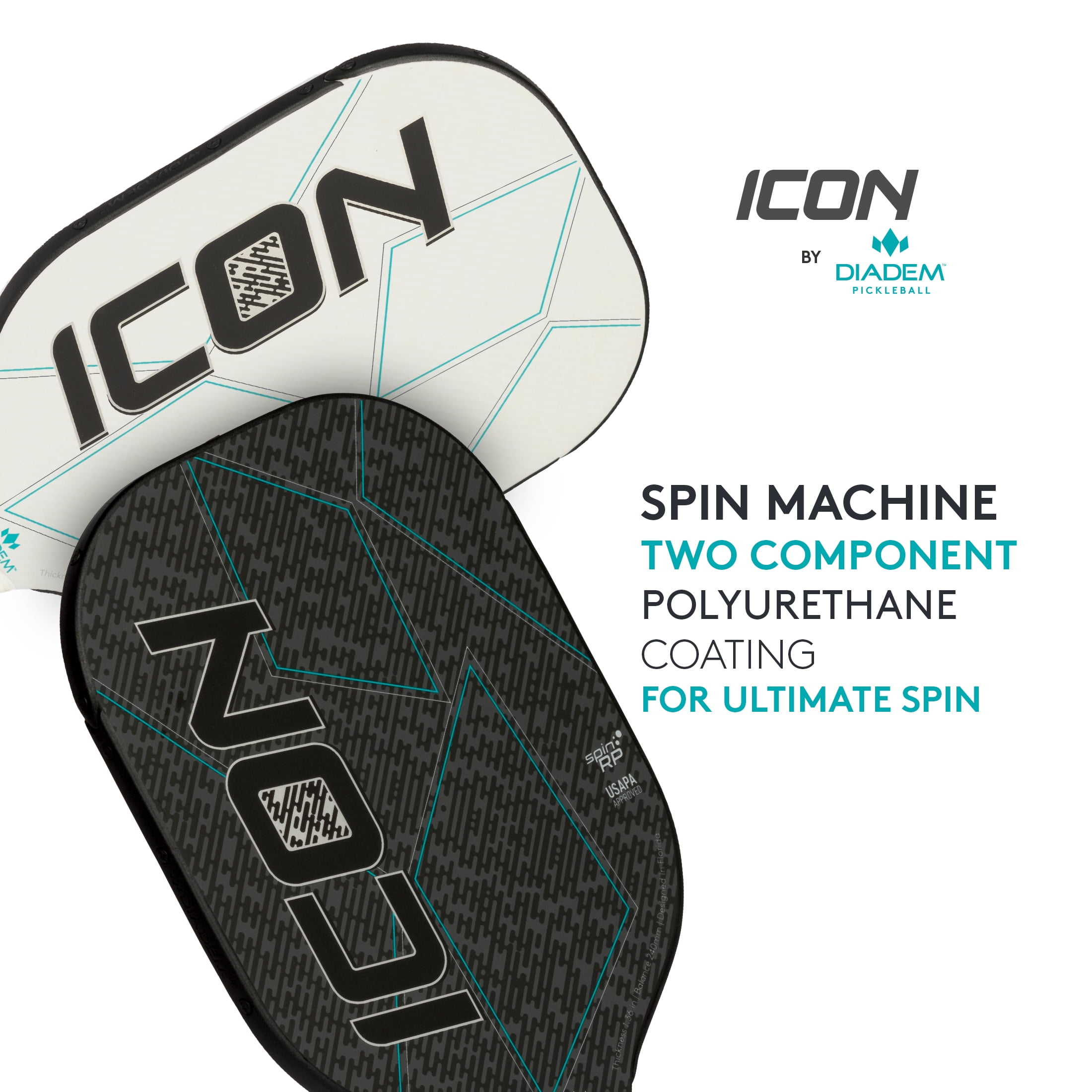 Diadem Sports Icon Pickleball Paddle, Midweight Carbon Fiber (White, 8 oz) zdp9h