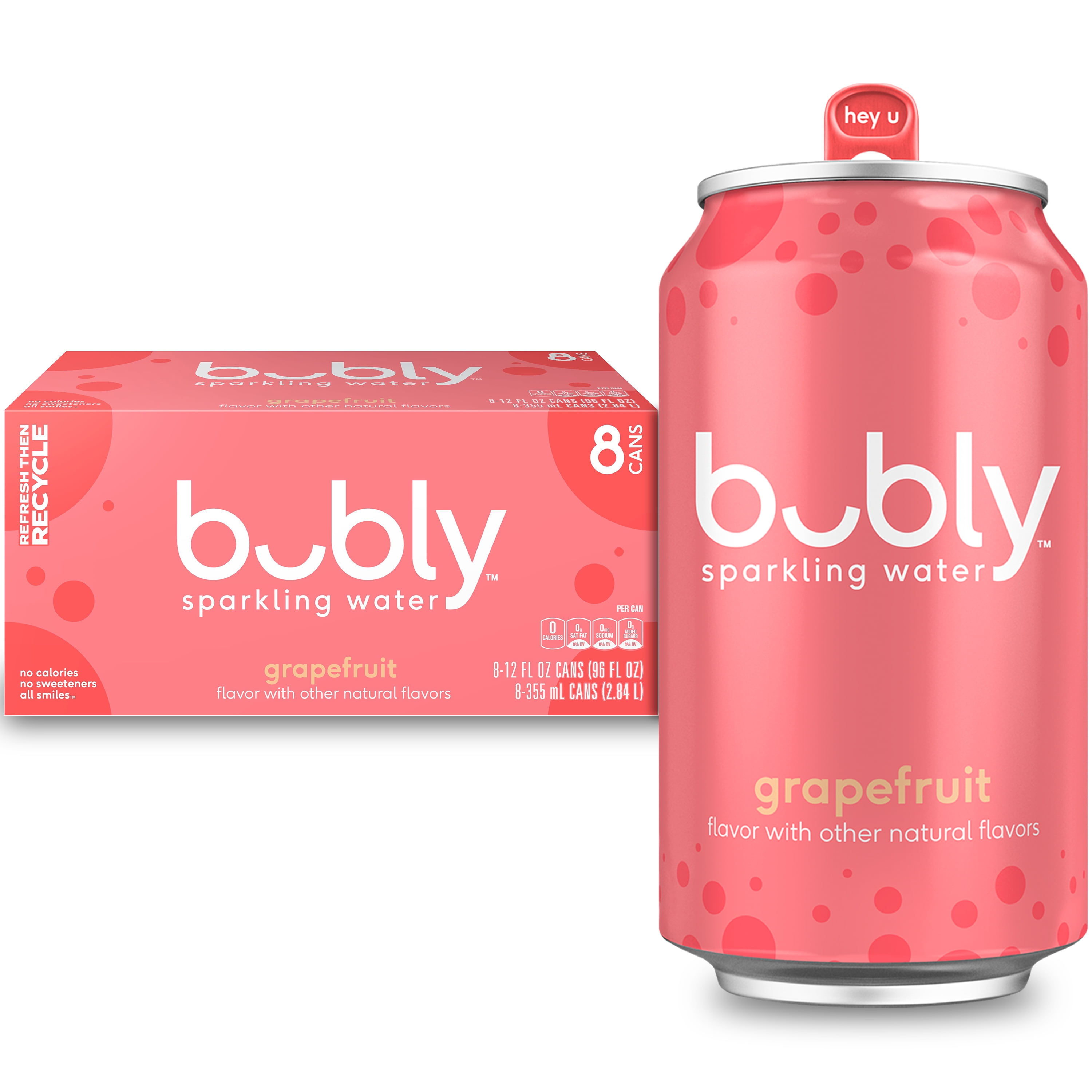 bubly Sparkling Water, Grapefruit Flavor, Zero Sugar & Zero Calories (8 Pack, 12 fl oz) 4h5y5