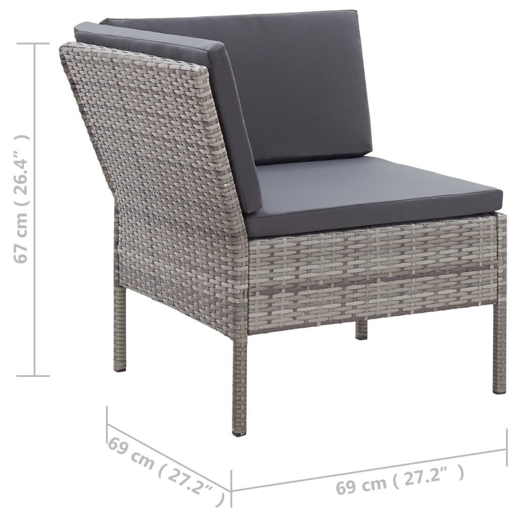 vidaXL 6-Piece Outdoor Patio Sectional Sofa Set with Coffee Table (Grey, 6-Piece Set) jaun0