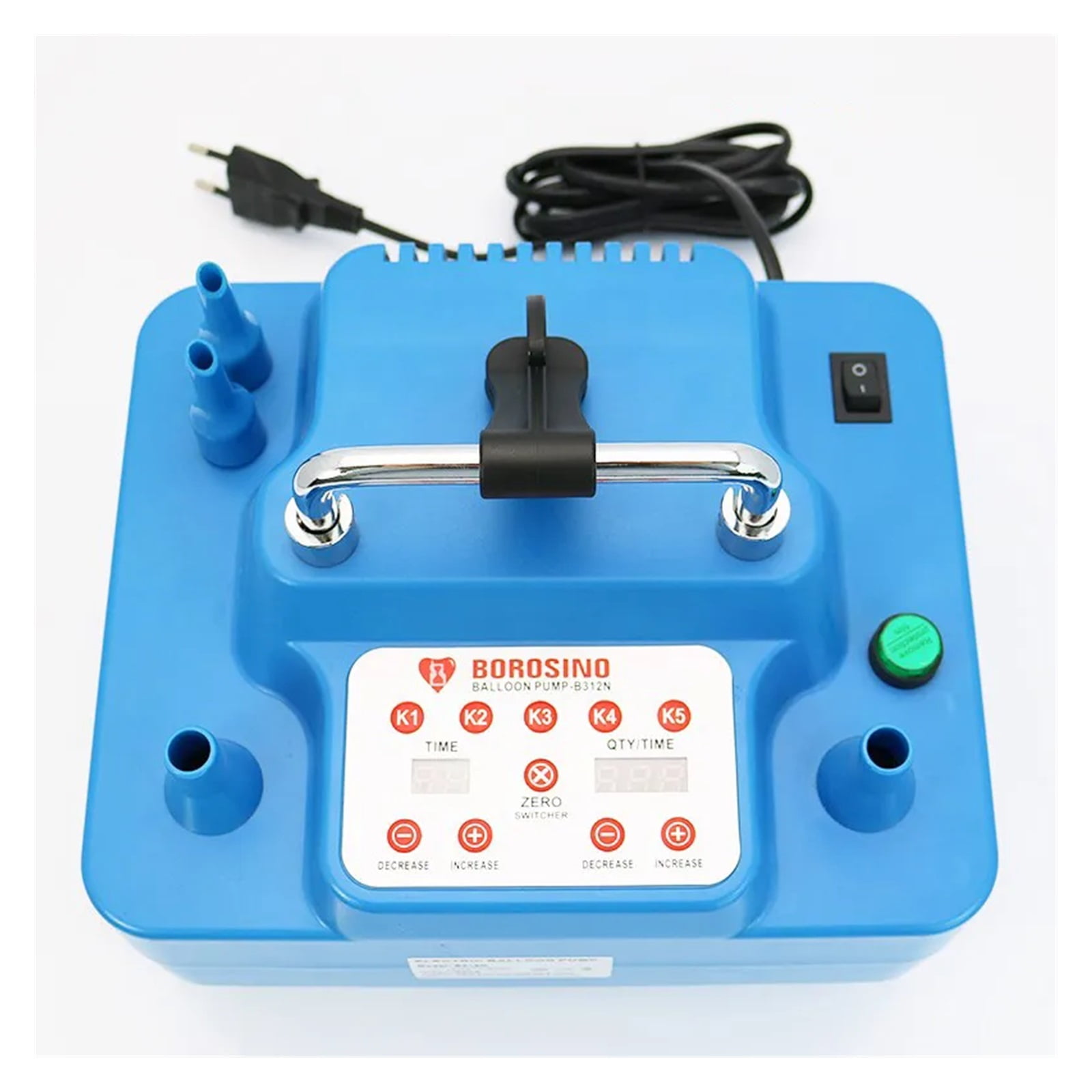 Eugene Color Electric Balloon Pump 1000W Professional Dual Nozzle Inflator with Timer and Foot Switch (1 Unit) elnbh