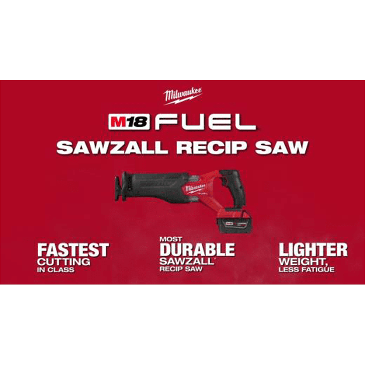 Milwaukee M18 FUEL SAWZALL Reciprocating Saw Kit (Brushless, Cordless, 1.25 in Stroke) (2-Battery Kit) 1q1oa