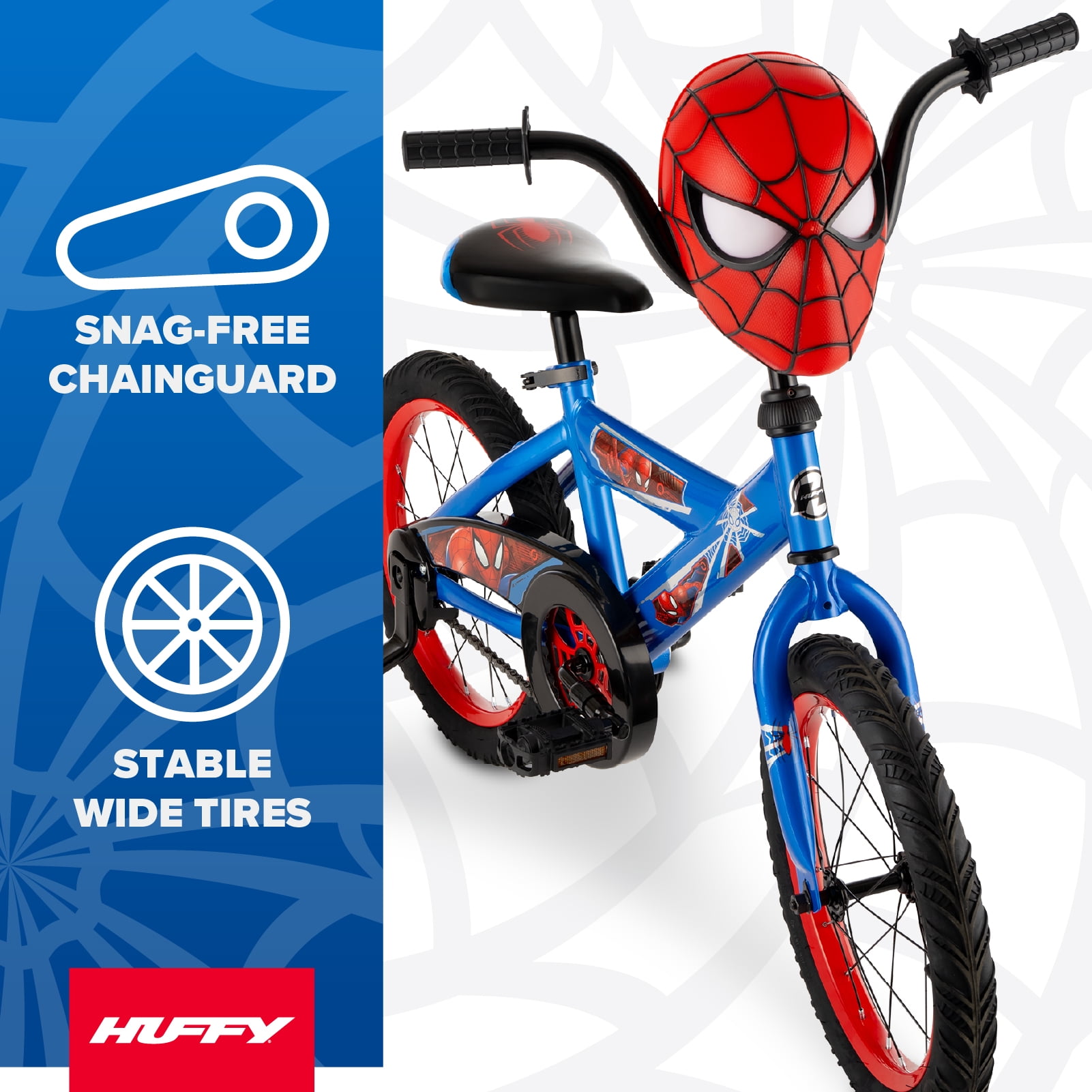 Huffy Marvel Spider-Man Kids Bike with Training Wheels (Blue, 16 in) zdzmc