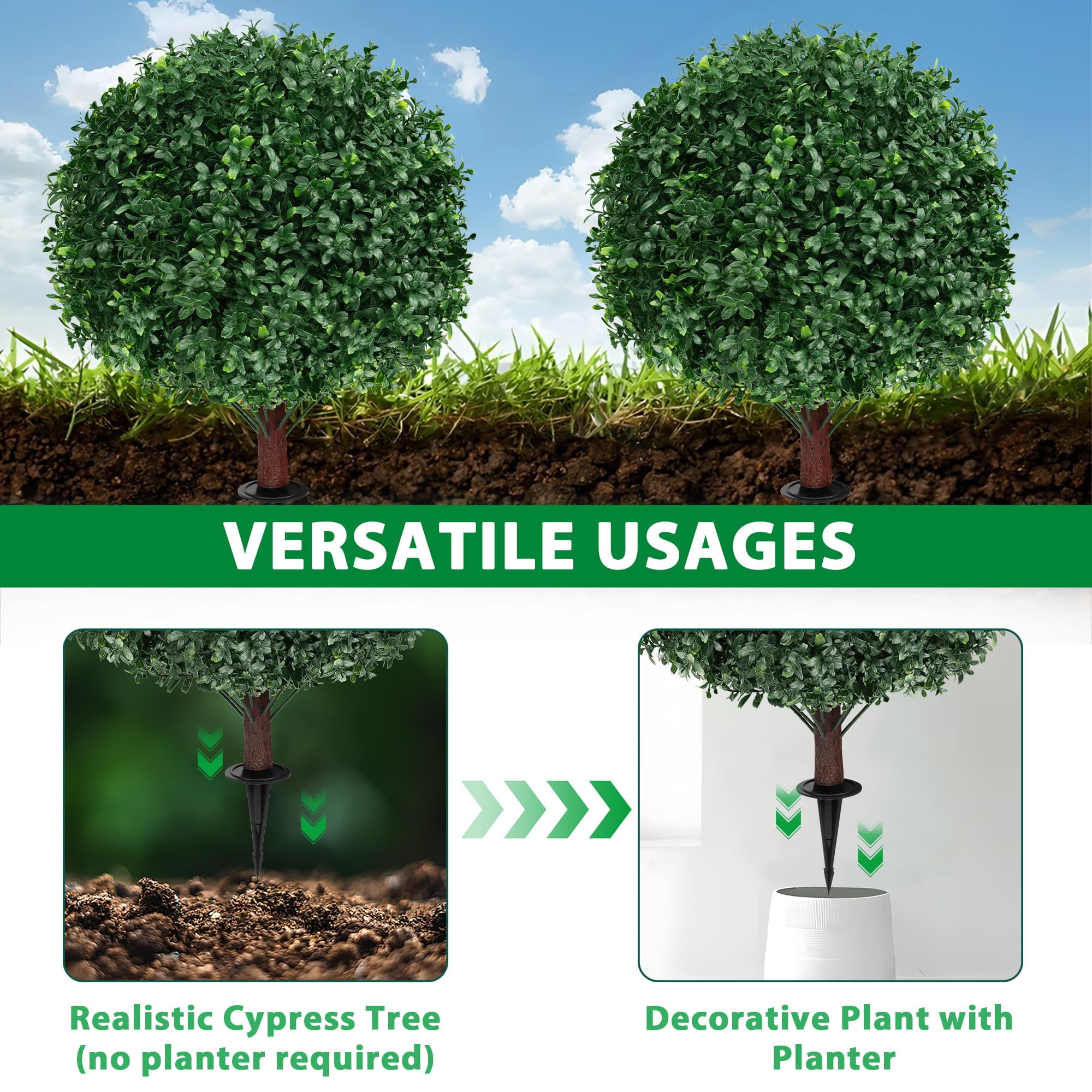 FZHCZWZX Artificial Boxwood Sphere Topiary Bushes, UV Resistant Decorative Plants for Porch and Garden (Green, 16 in, 2 Pack) 0xdcl