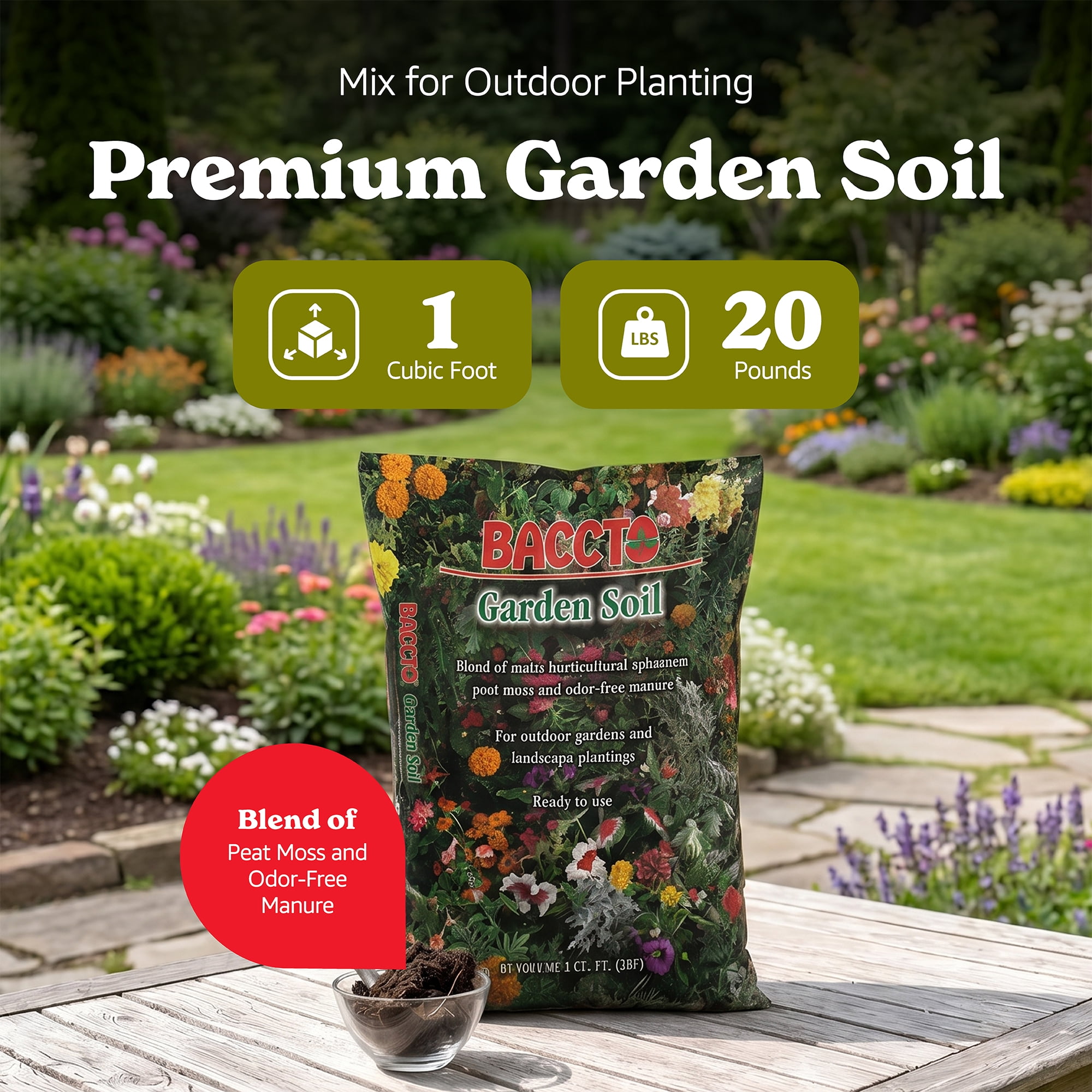 Michigan Peat BACCTO Premium Garden Soil for Vegetables and Flowers (1 cu ft) l3vo2