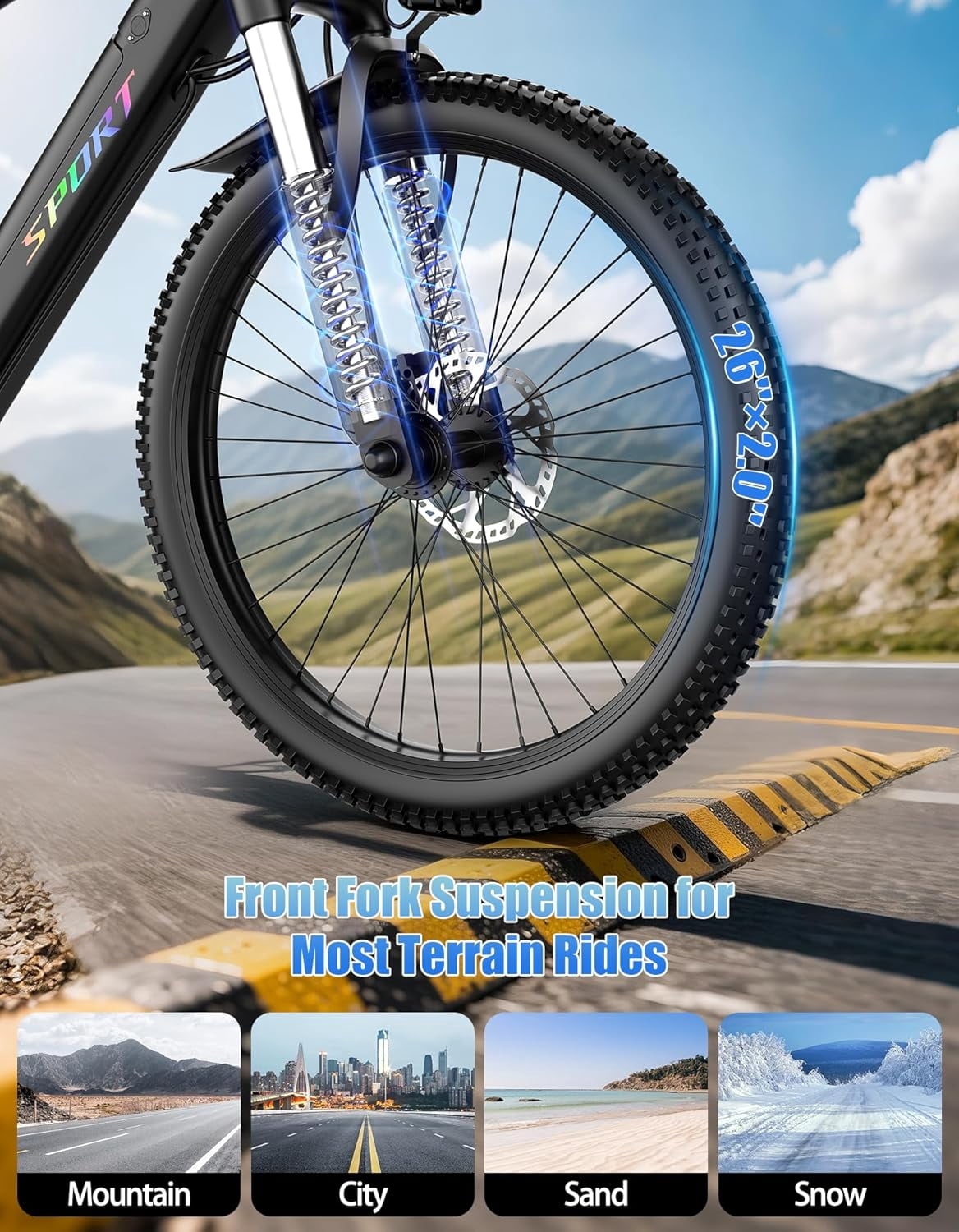 Pikabike Electric Mountain Bike, 1500W Motor Off-Road E-Bike for Adults, 48V 12Ah Removable Battery (Black, 26 in) q29jp