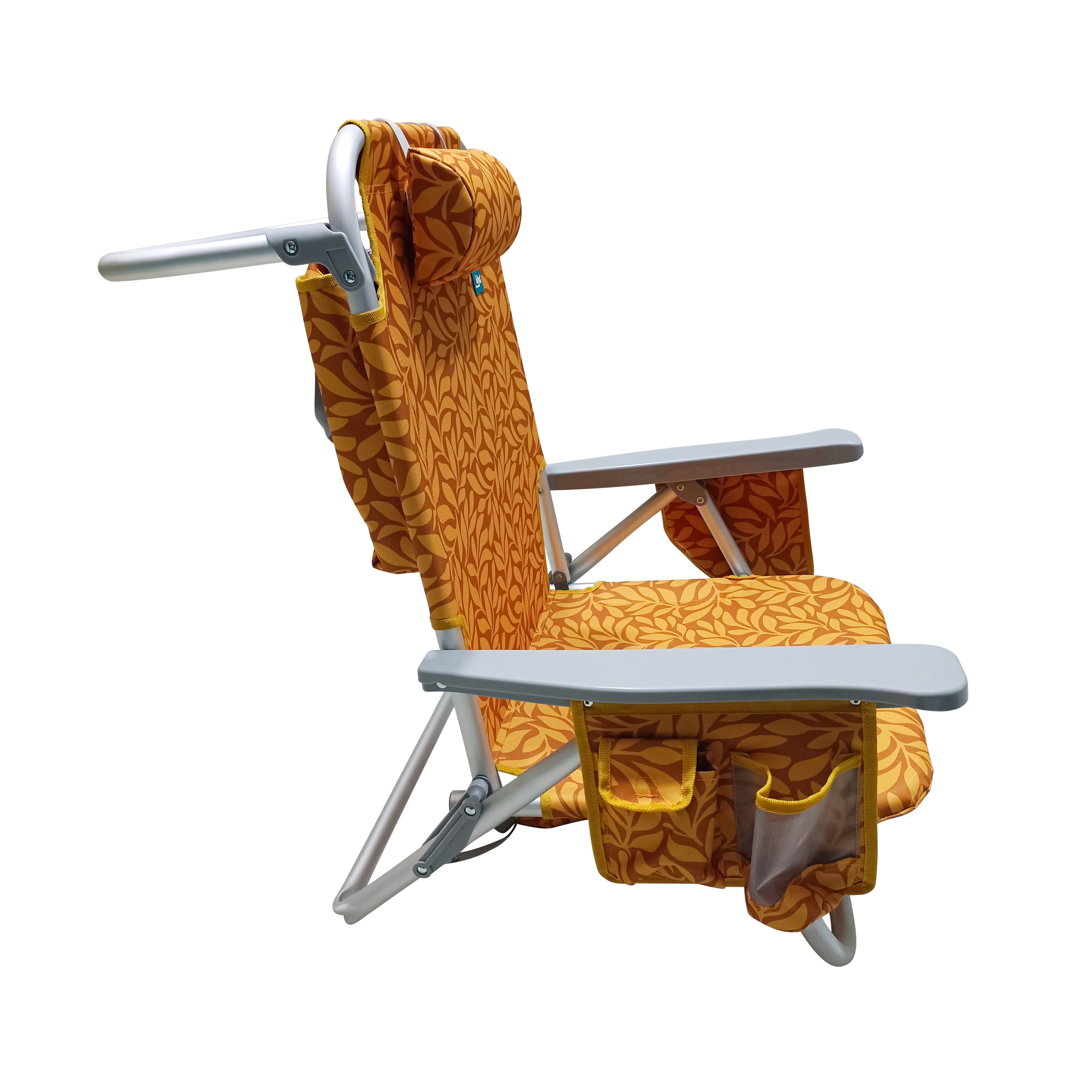 Bliss Hammocks Aluminum Beach Chair with Detachable Cooler Bag and 5 Reclining Positions (Amber Leaf, 275 lb Capacity) emyx4