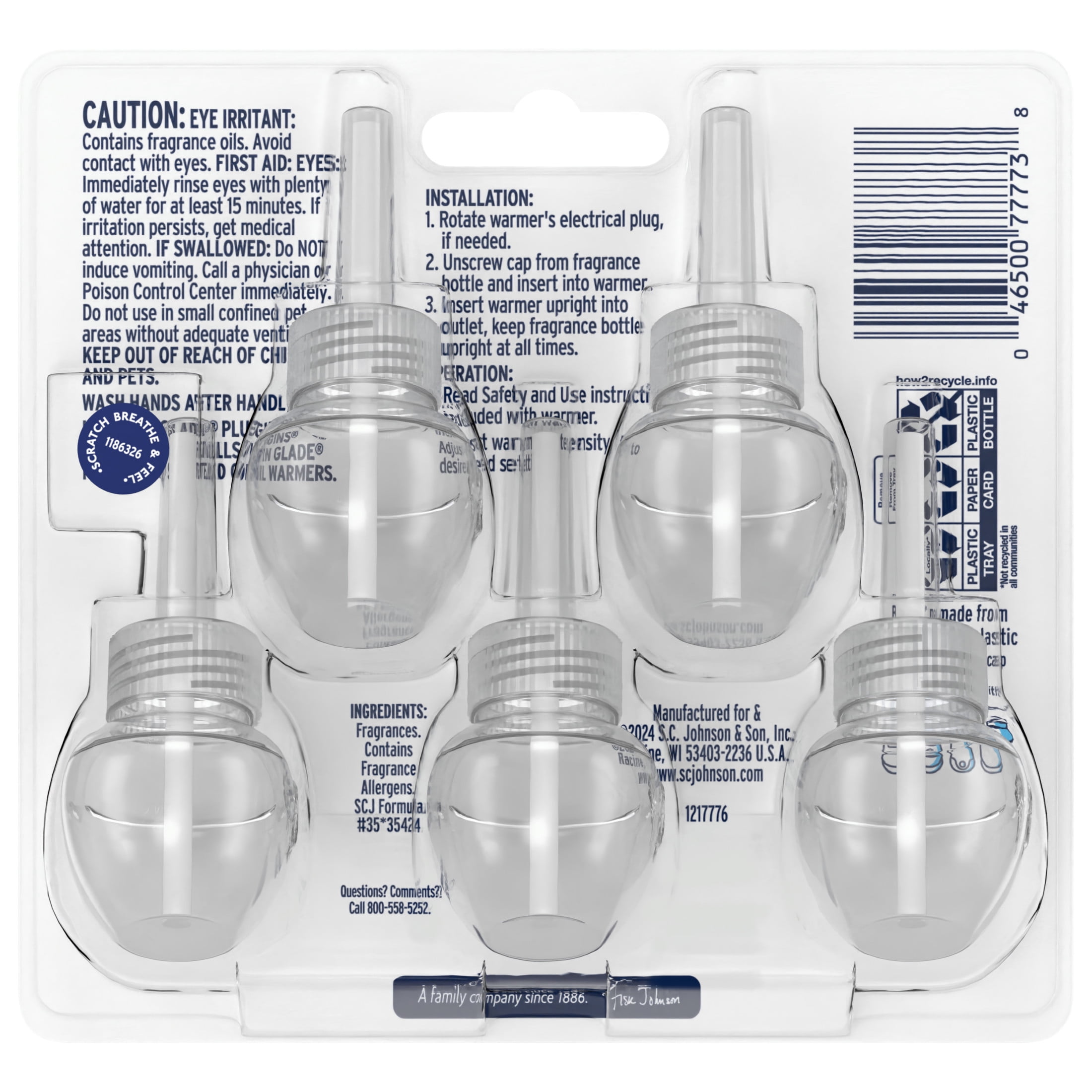 Glade PlugIns Scented Oil Air Freshener Refills, Apple Cinnamon, Essential Oil Infused (5 Pack, 3.35 fl oz) wdlq7