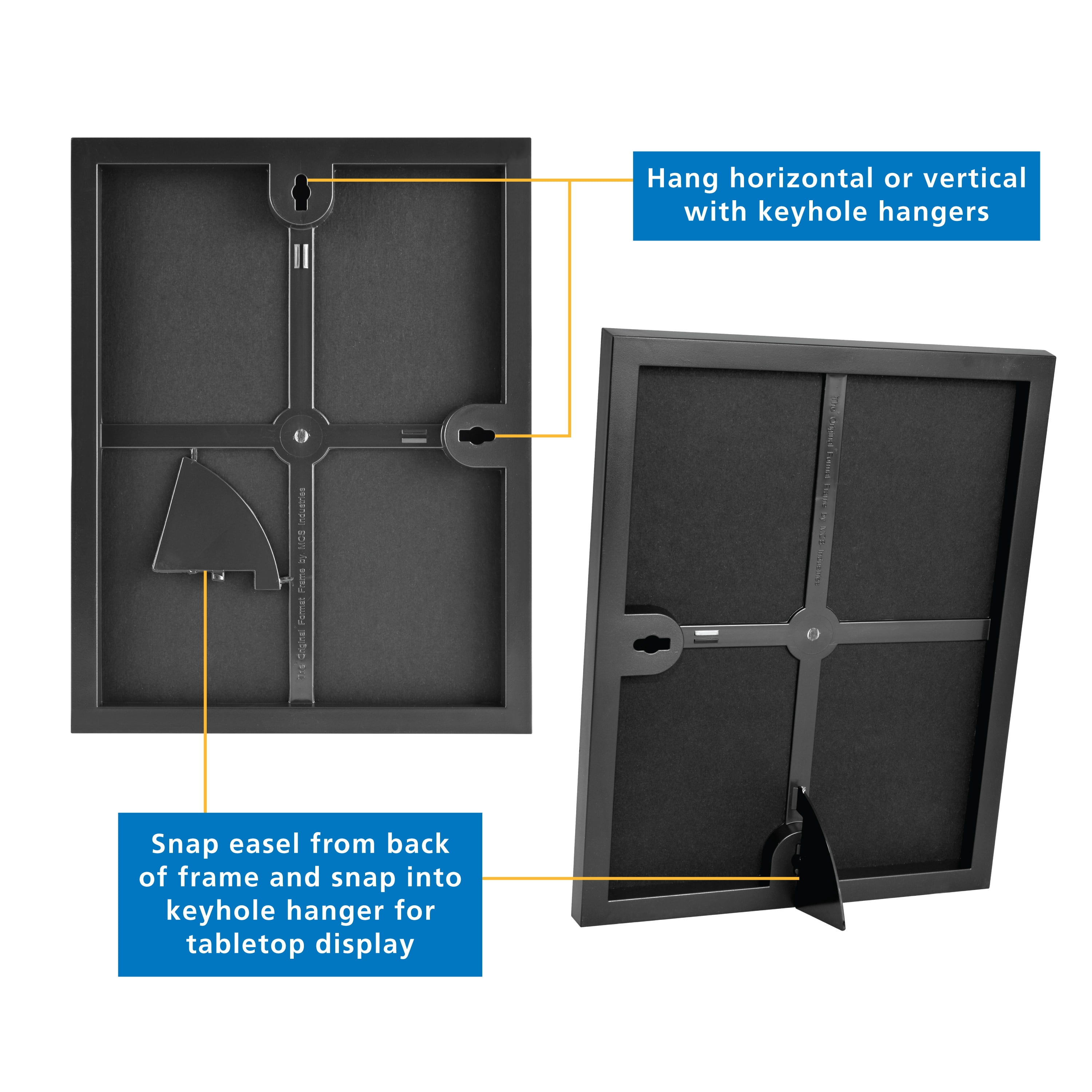 Mainstays Front Loading Picture Frame for 8.5x11 Photos and Documents (Black, 8.5 in x 11 in) 28o9k